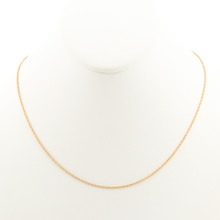 14K Yellow Gold Rope Chain Necklace