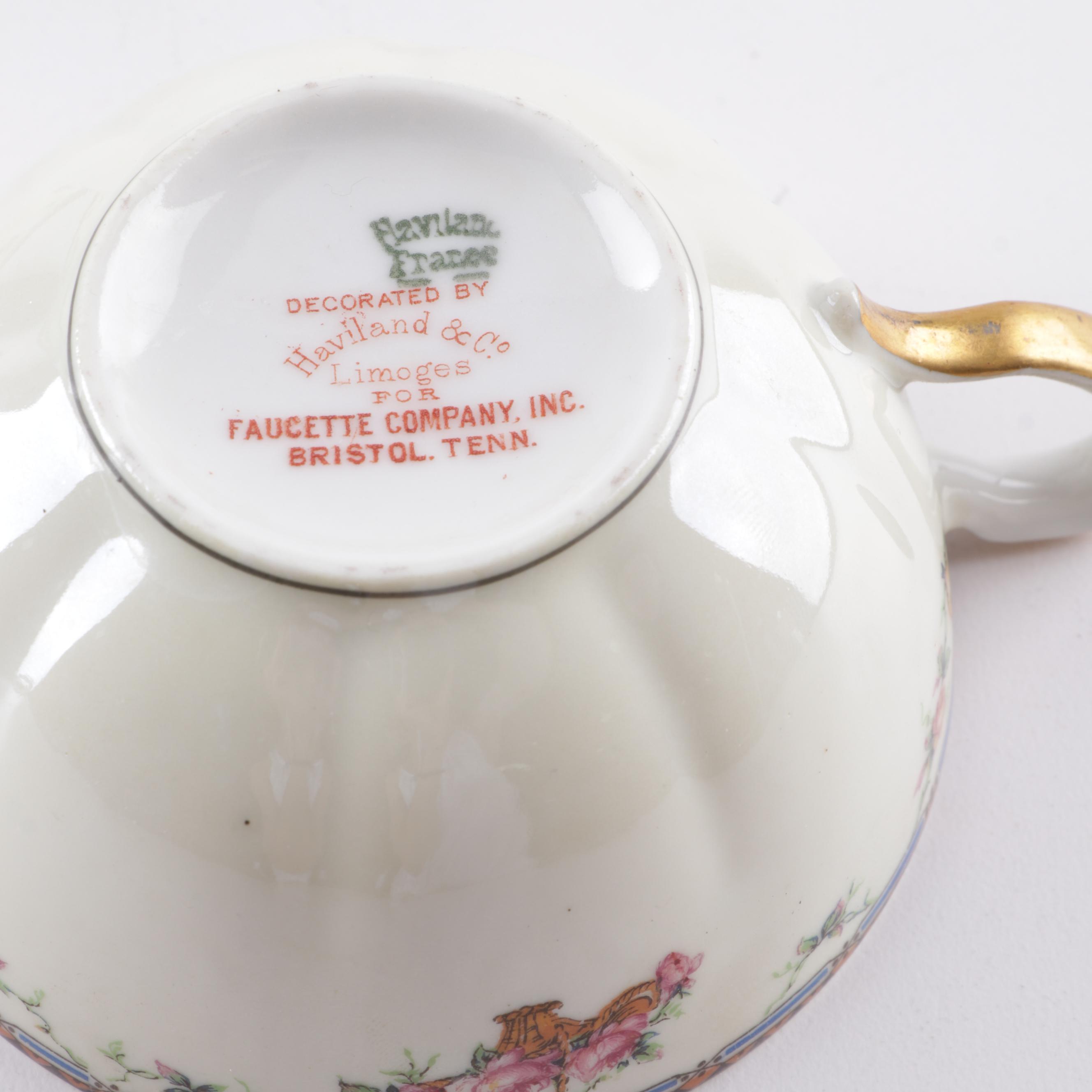 Haviland Limoges Porcelain "Plaza" Teacups