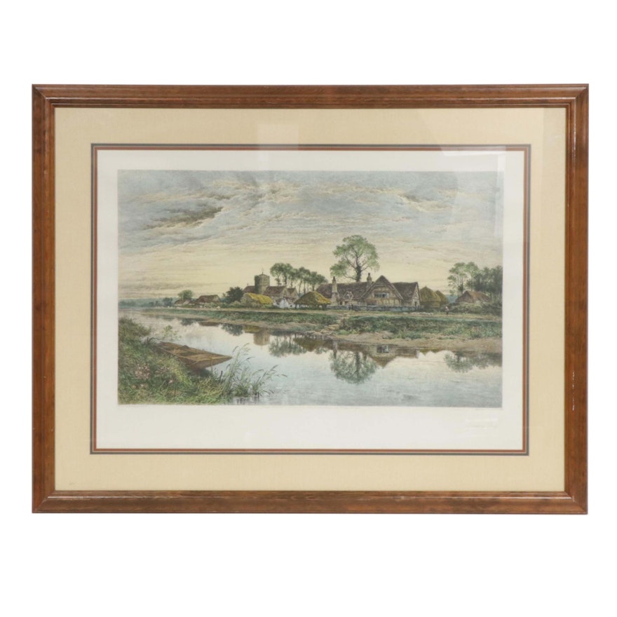 Benjamin Williams Leader Hand-Colored Etching "Parting Day"