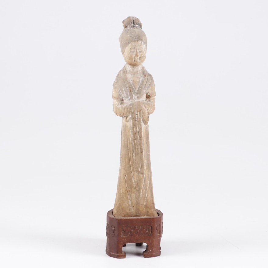 Chinese Tang Dynasty Pottery Figure of a Court Lady