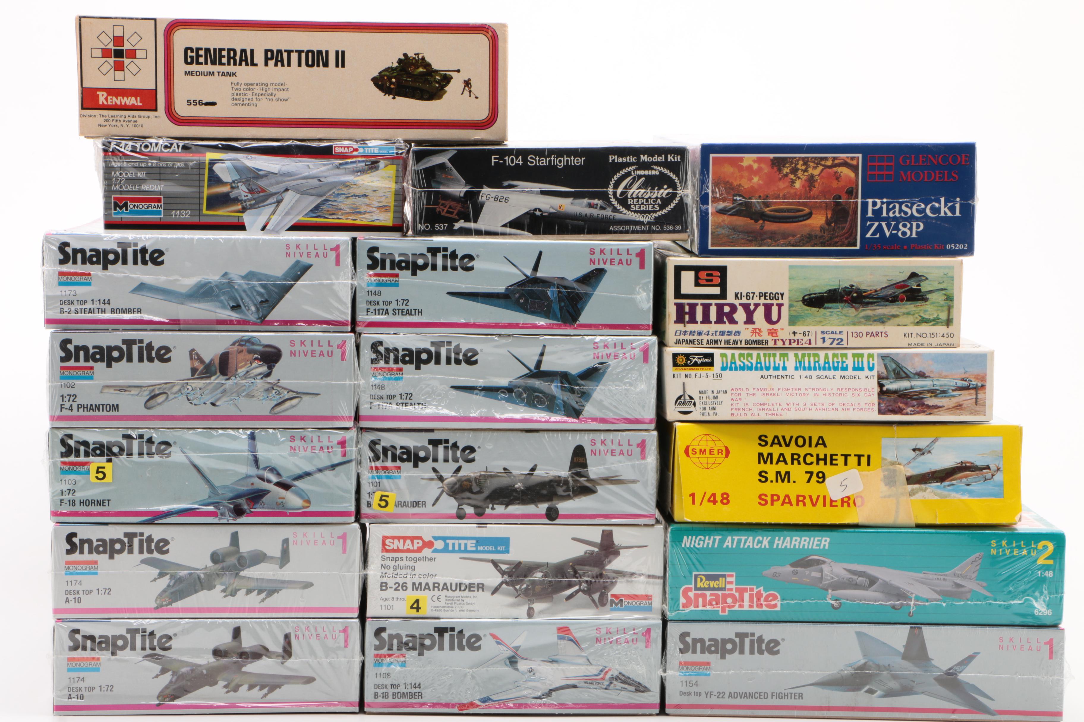 Military Fighter Plane Model Kits and a "General Patton II" Medium Tank Model