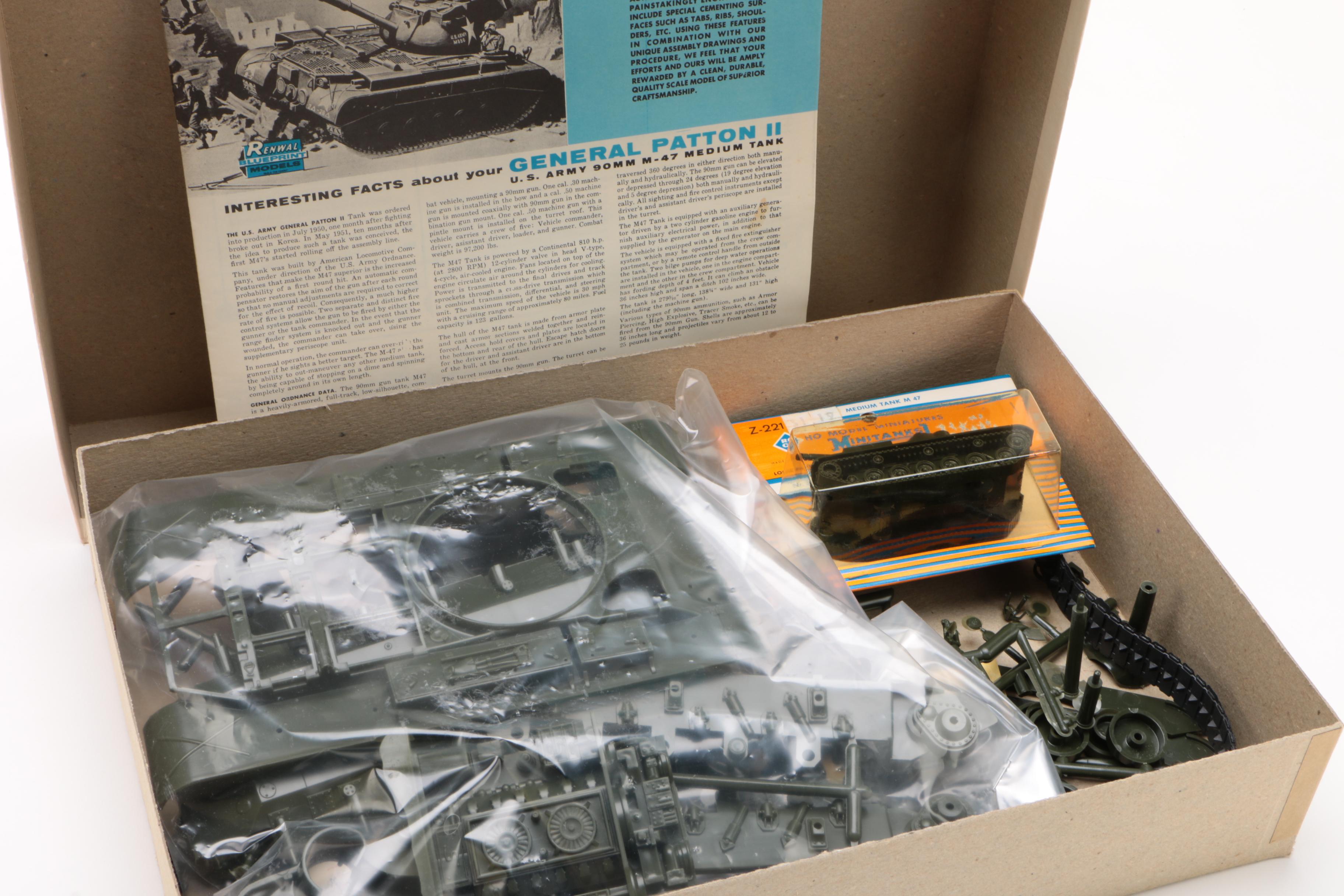 Military Fighter Plane Model Kits and a "General Patton II" Medium Tank Model