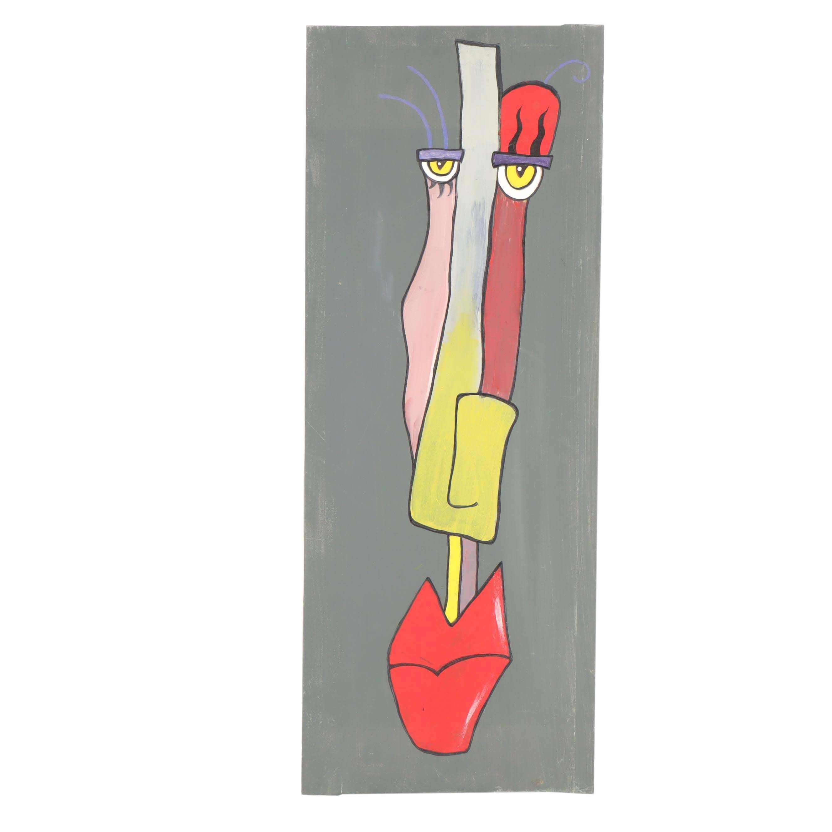 Abstract Face Tempera Painting