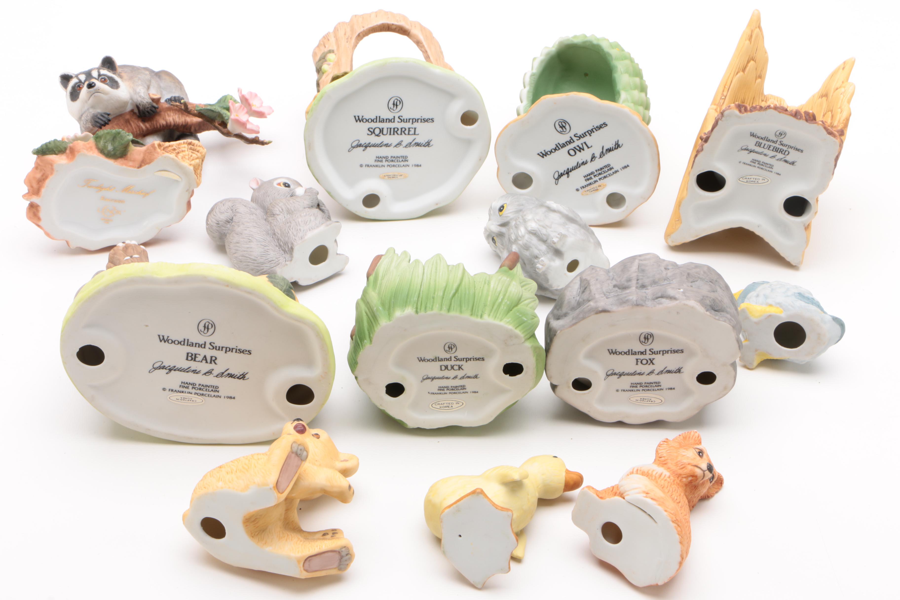 Franklin Mint Woodland Surprises Series Porcelain Animal Figurines, 1984