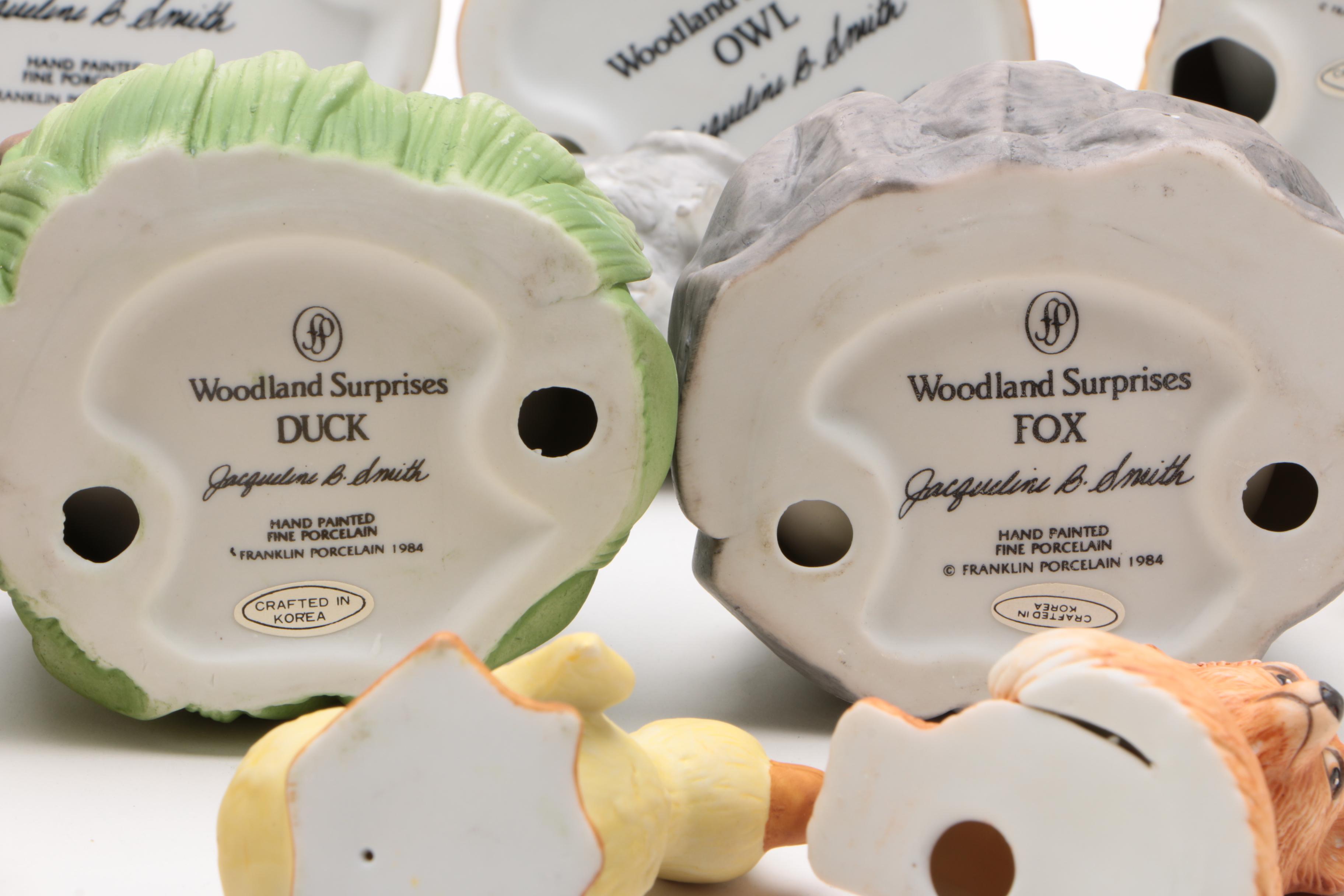 Franklin Mint Woodland Surprises Series Porcelain Animal Figurines, 1984