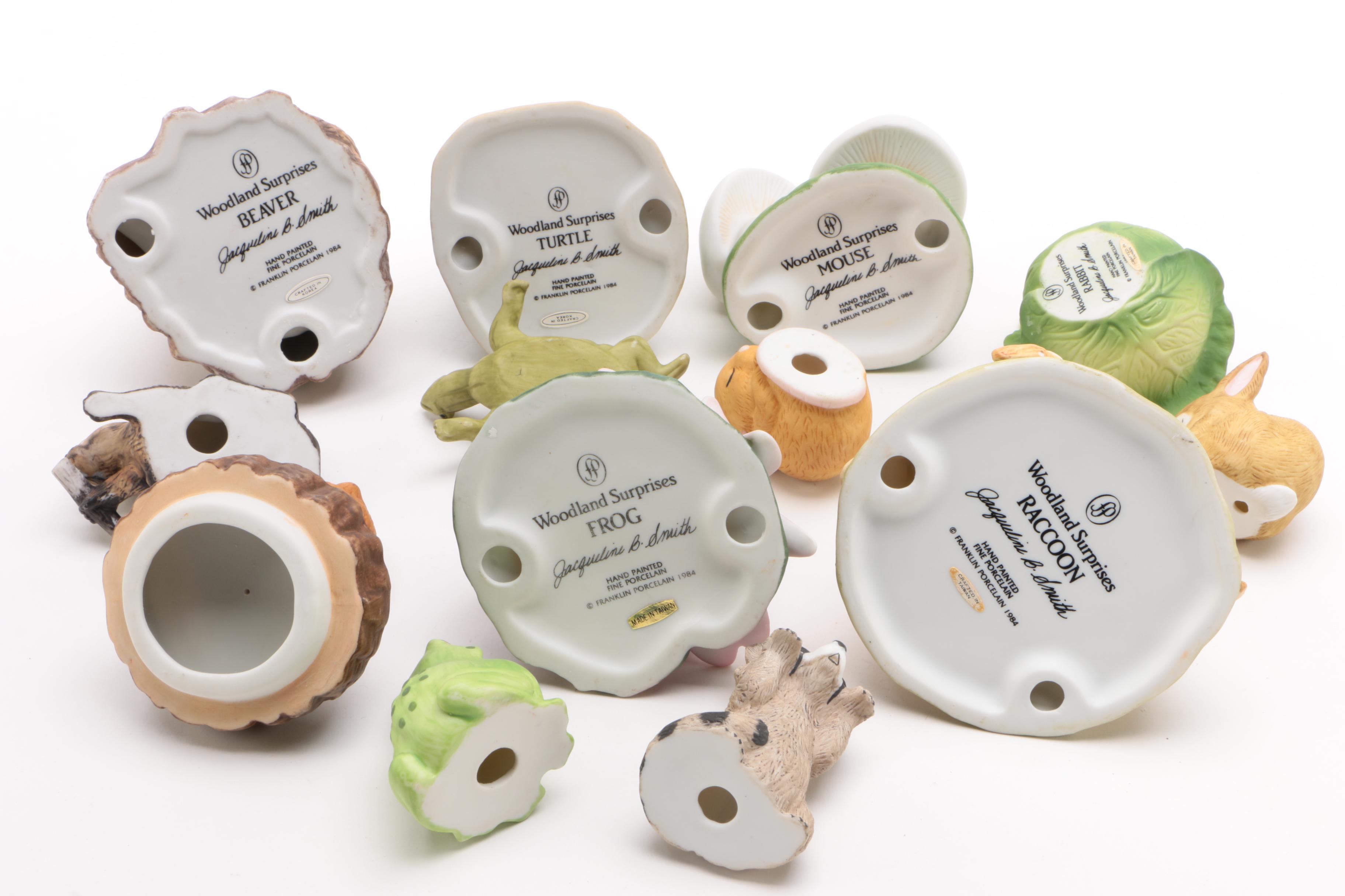 Franklin Mint Woodland Surprises Series Porcelain Animal Figurines, 1984