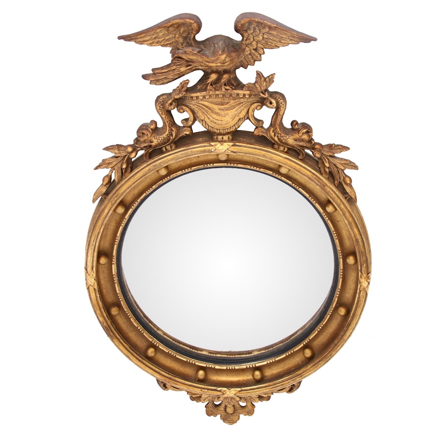 Regency Style Gilt Convex Mirror, Mid-20th Century