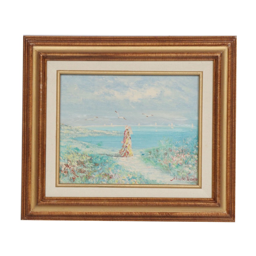 Impressionist Style Coastal Scene Oil Painting