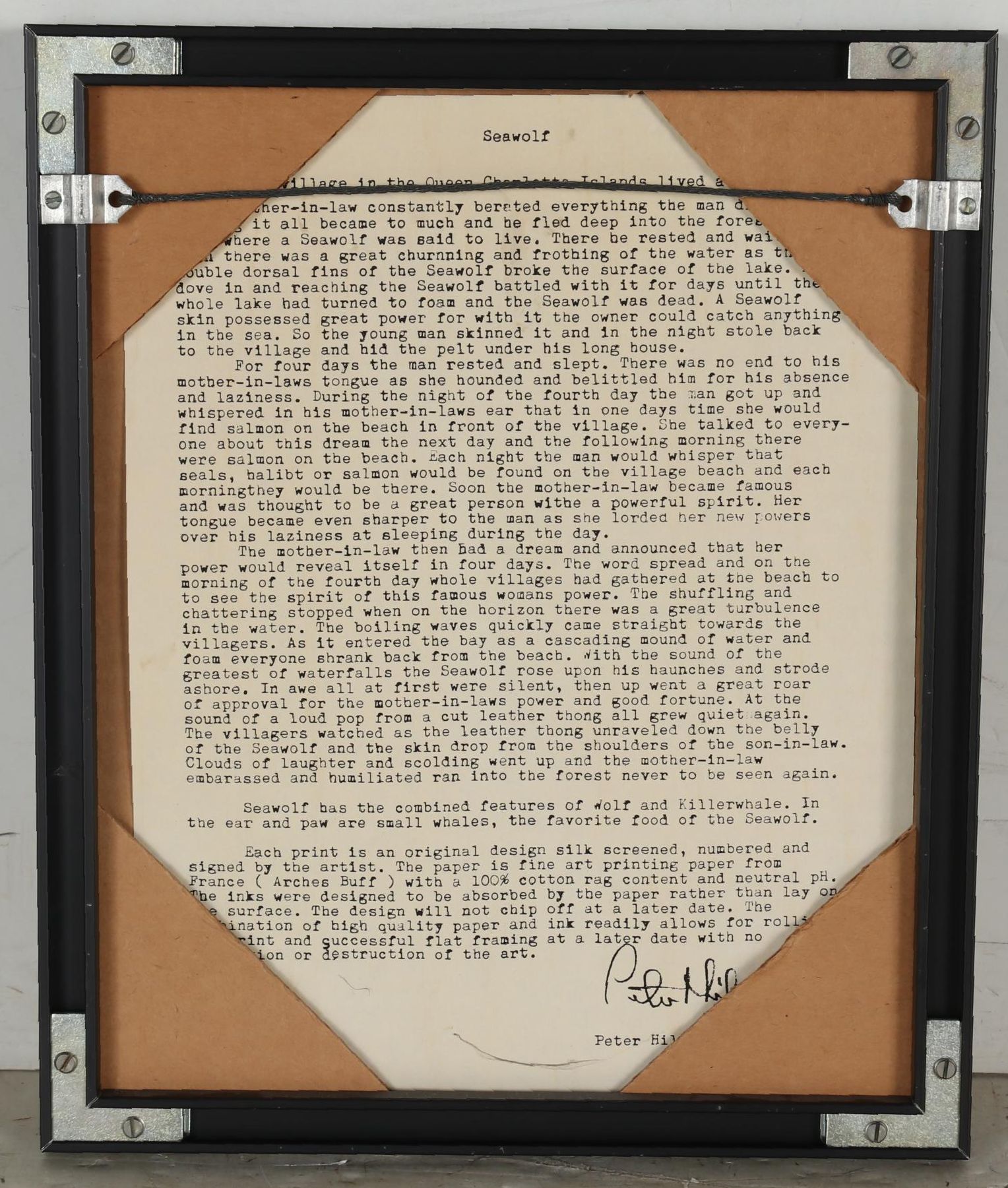 Peter Hilgeford Serigraph "Seawolf"