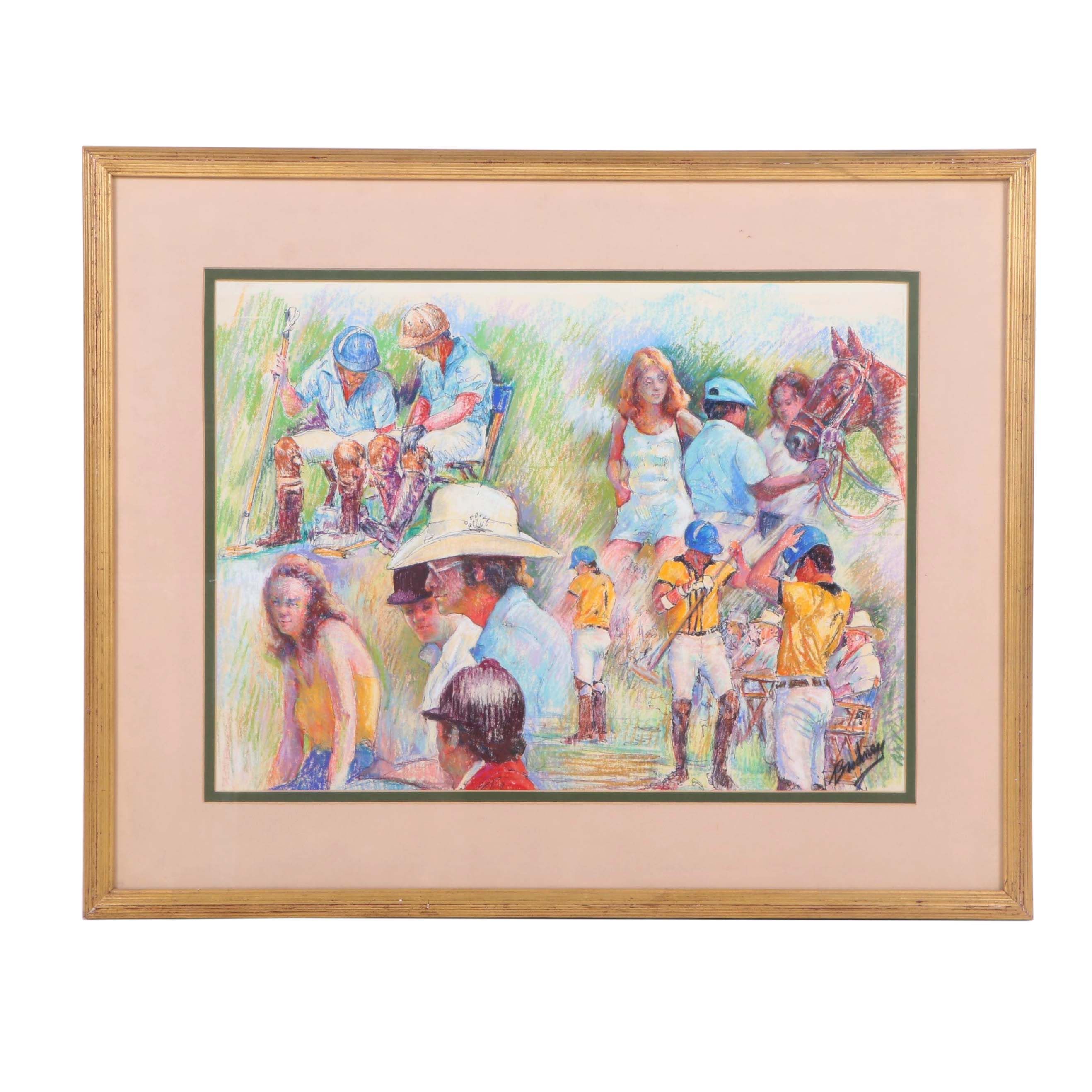 Edward Brodney Pastel Drawing of Figural Studies