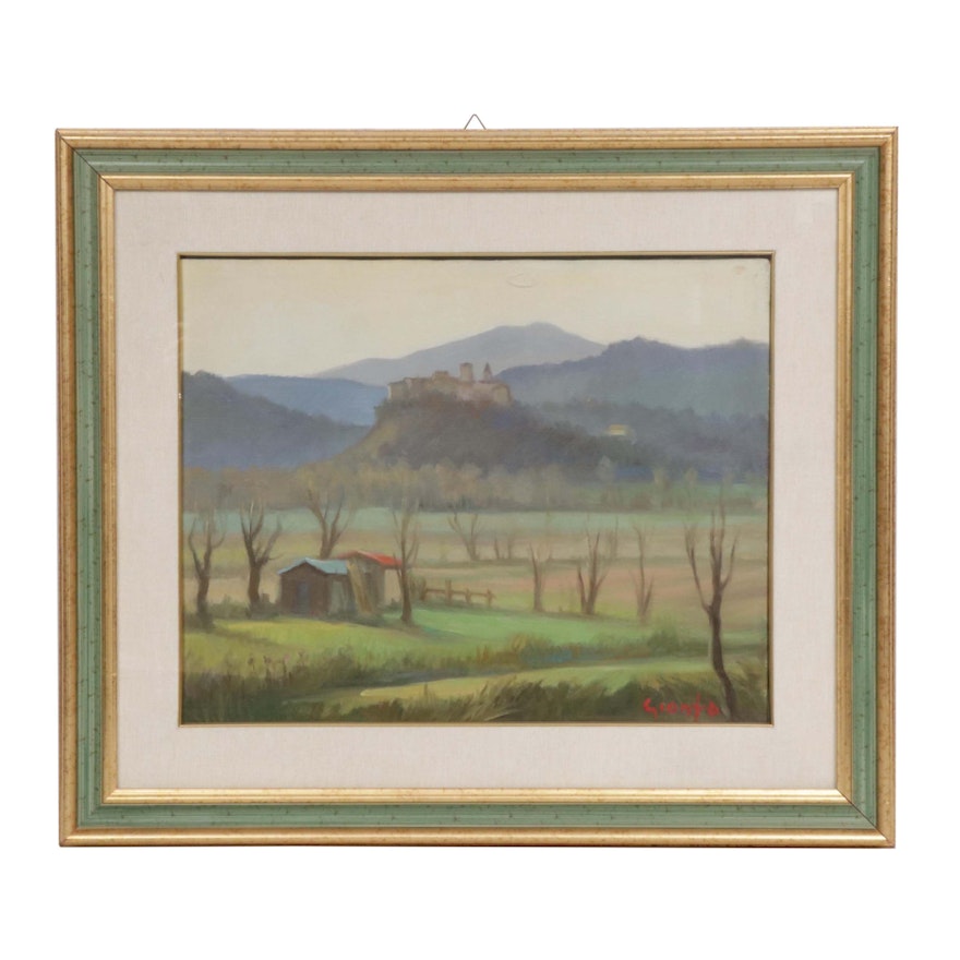 Late 20th Century Rural Landscape Oil Painting