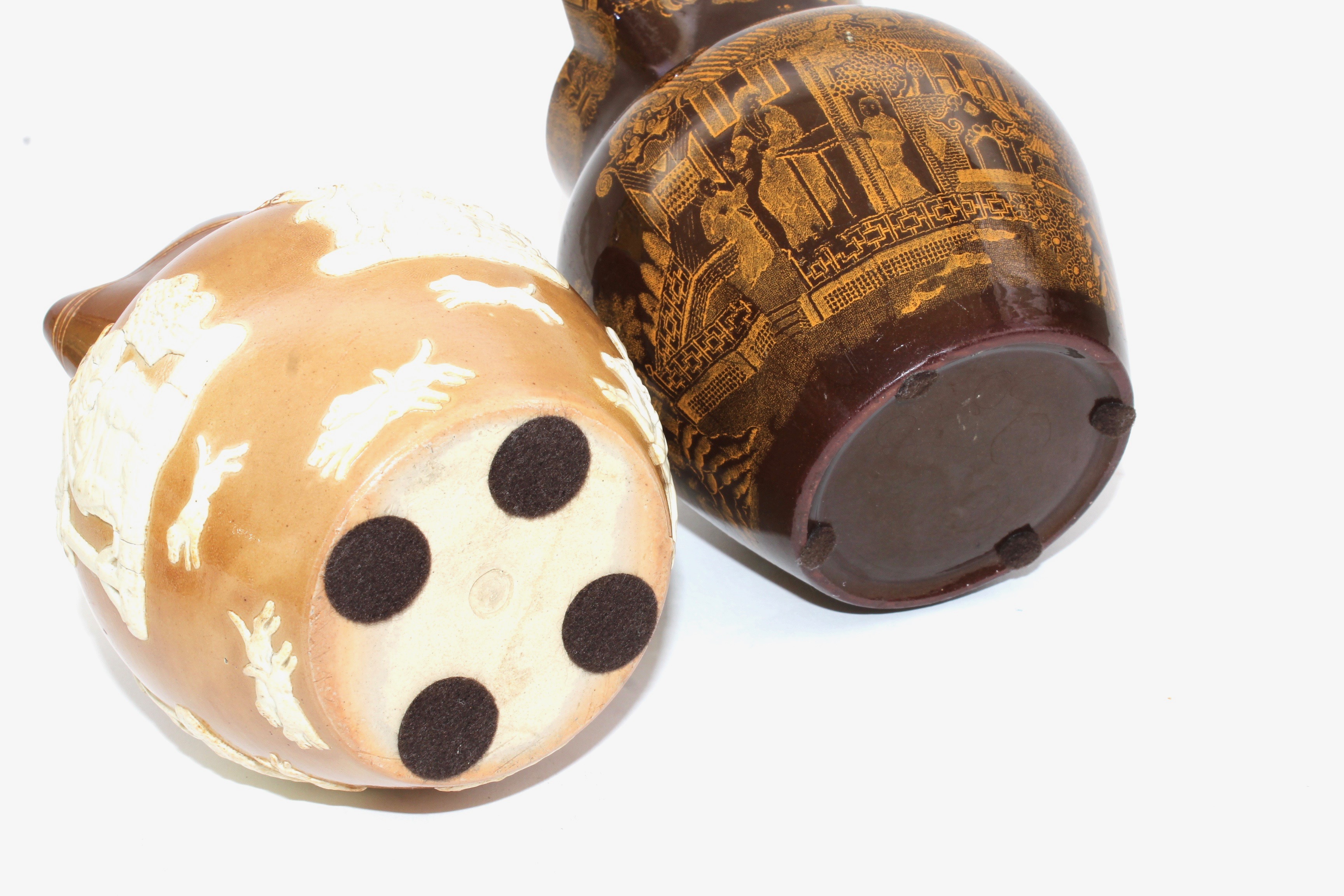 English Jugs Including Canary Yellow and Mason's Patent Ironstone, Antique