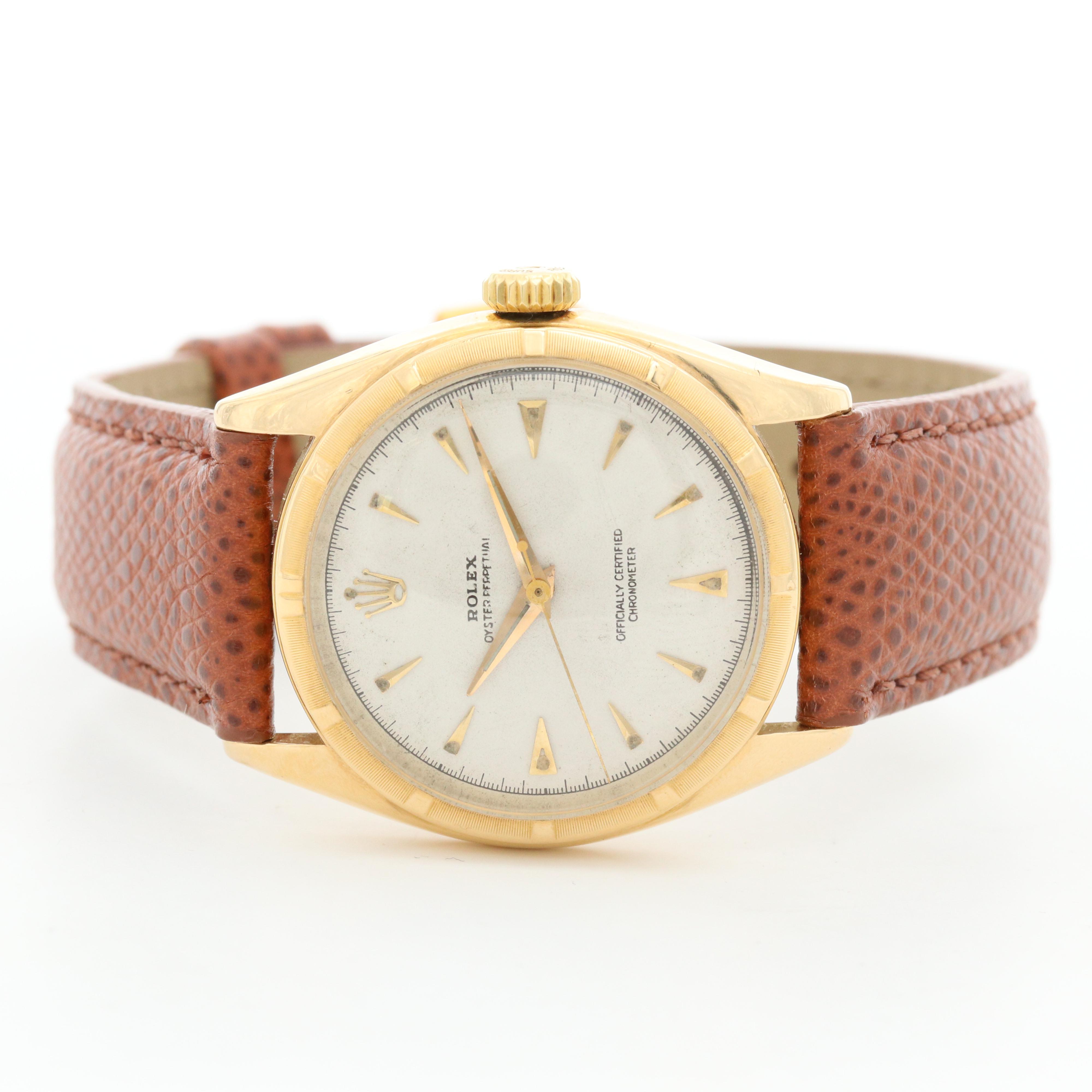 Vintage Rolex Oyster Perpetual 18K Gold Bubbleback Watch, 1952