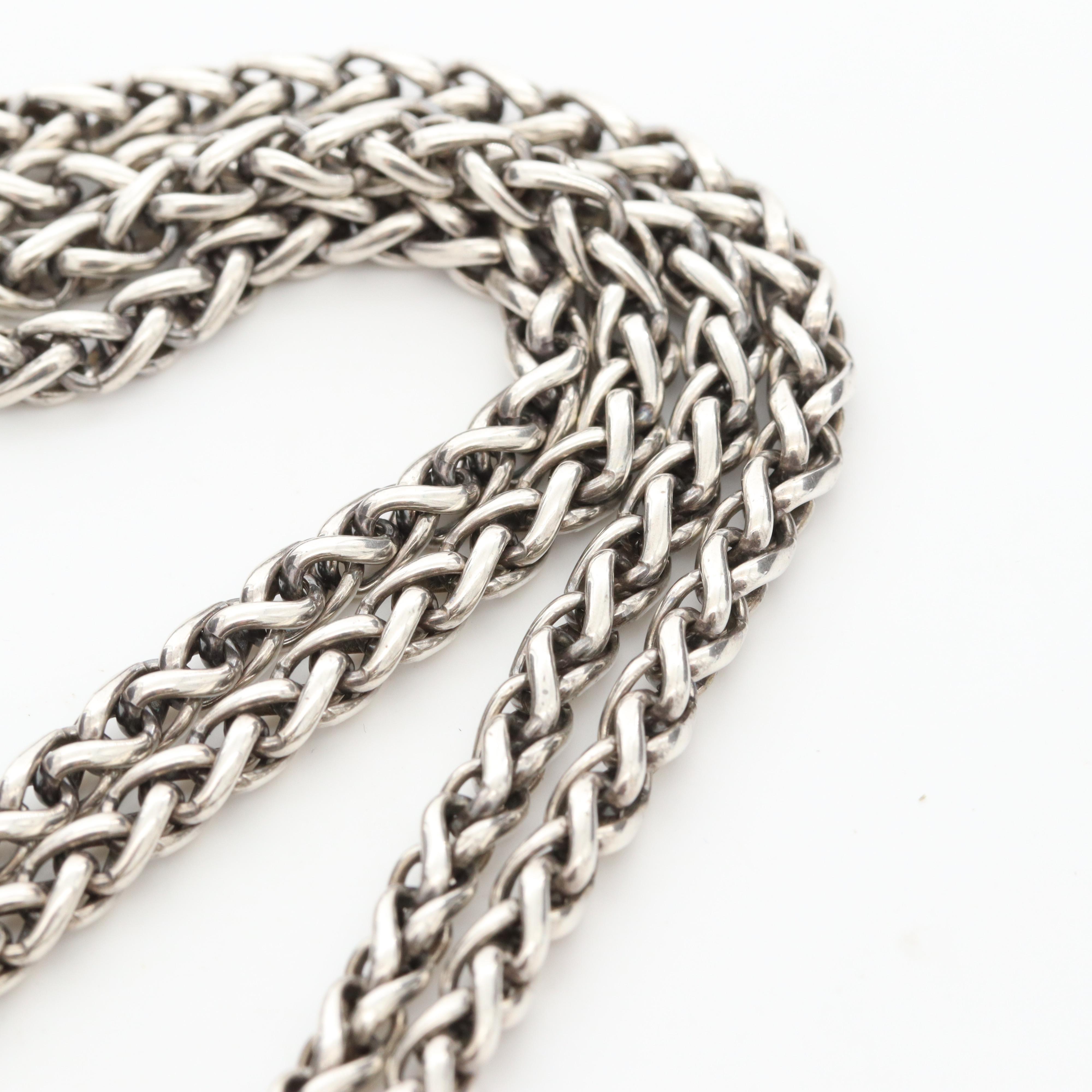 David Yurman Sterling Necklace with 14K Yellow Gold Accents Including Pouch