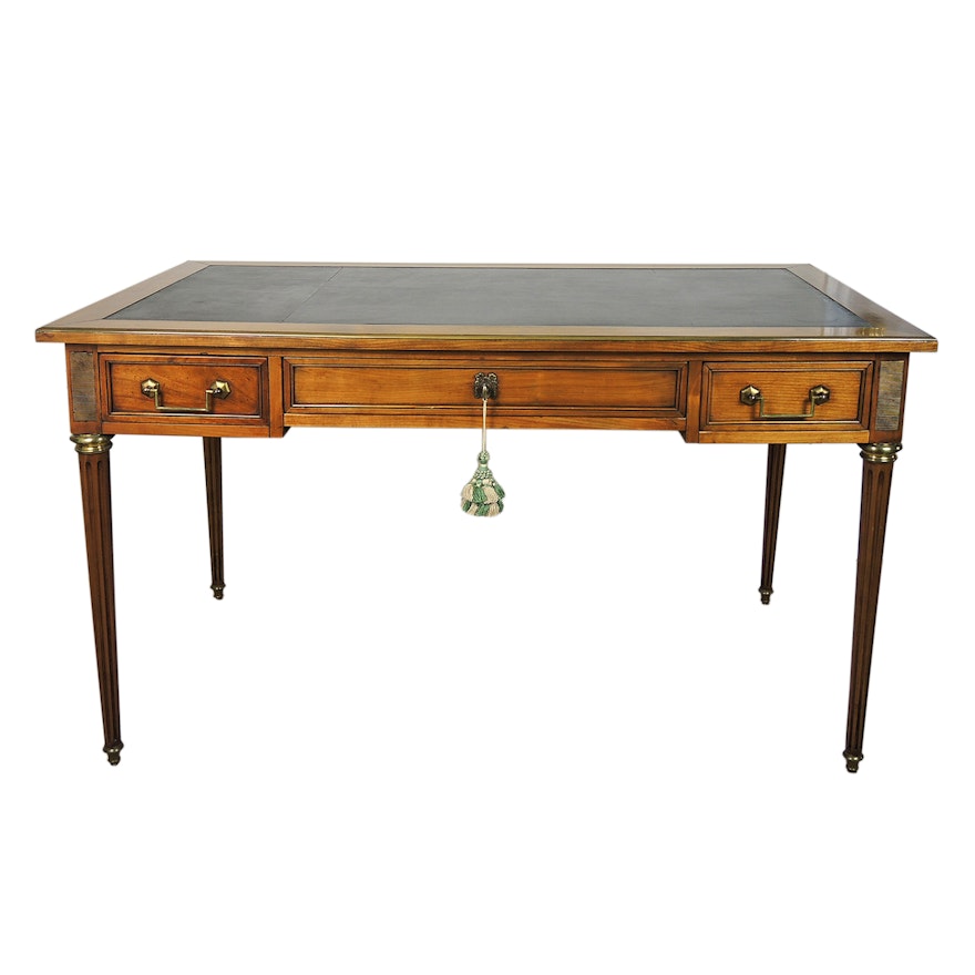 Louis XVI Style Leather Top Cherry Writing Desk, Mid 20th Century