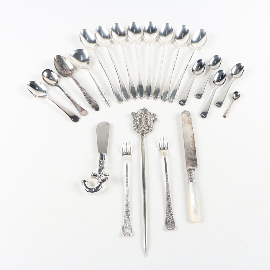 Sabatier Silver Plate Brochette and Other Silver Plate Flatware