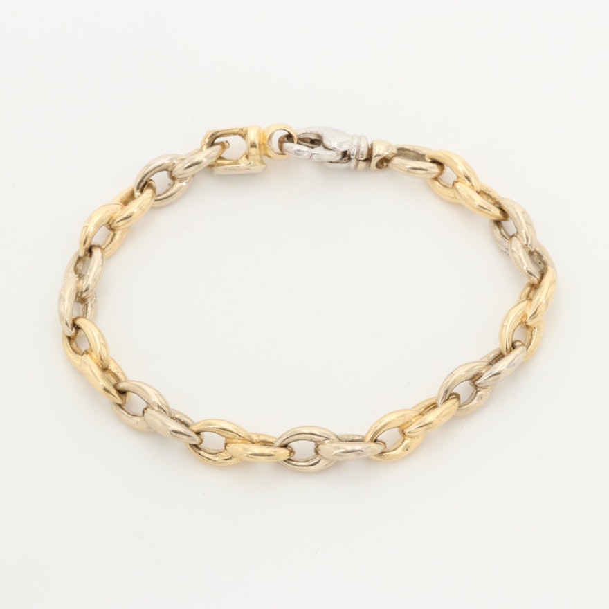 18K White and Yellow Gold Link Bracelet