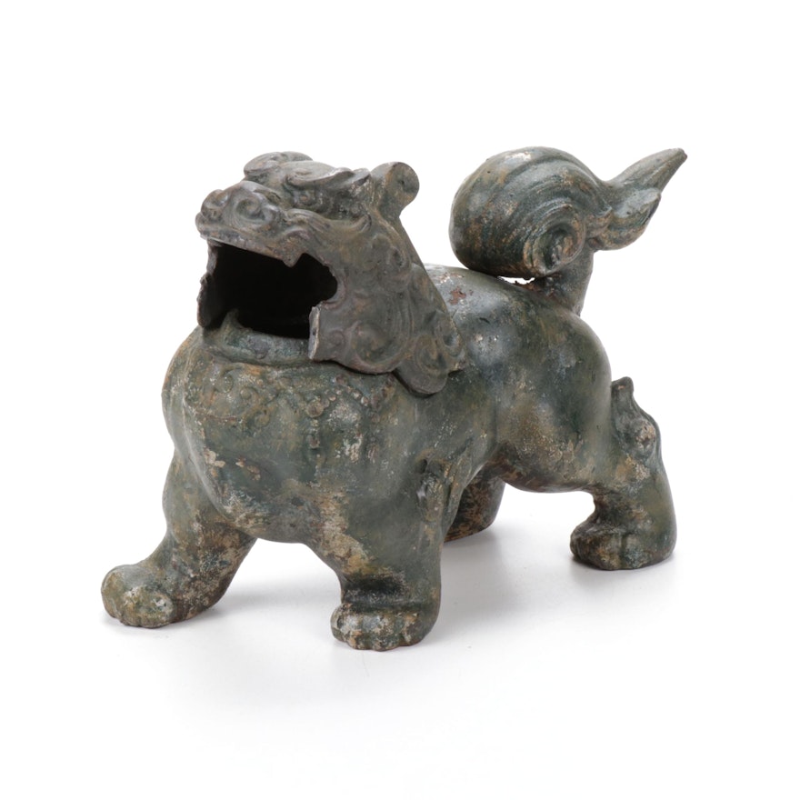 Japanese Cast Iron Komainu Censer