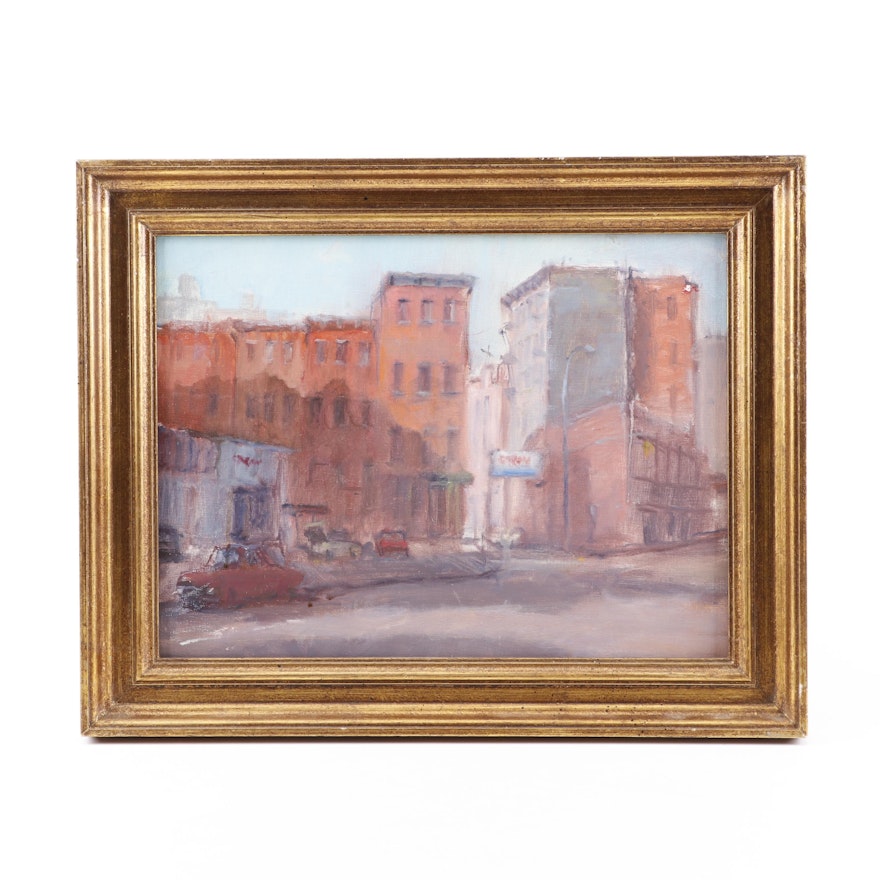 Greenwich Village Oil Painting attributed to Anthony Springer