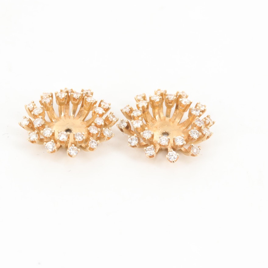 14K Yellow Gold Diamond Earring Jackets