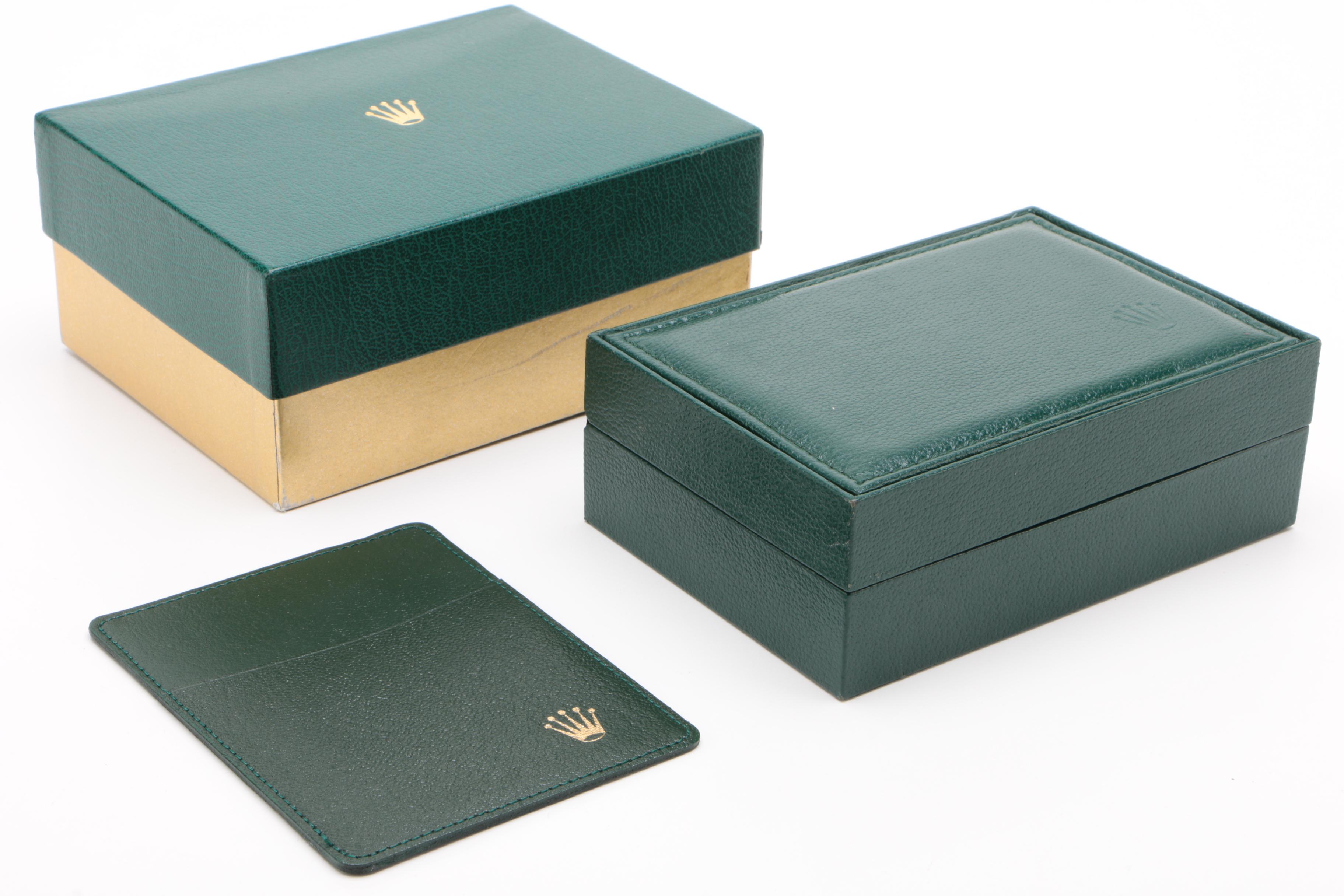 Rolex Green Leather Watch Case with Gift Box, Anchor Chain, and More