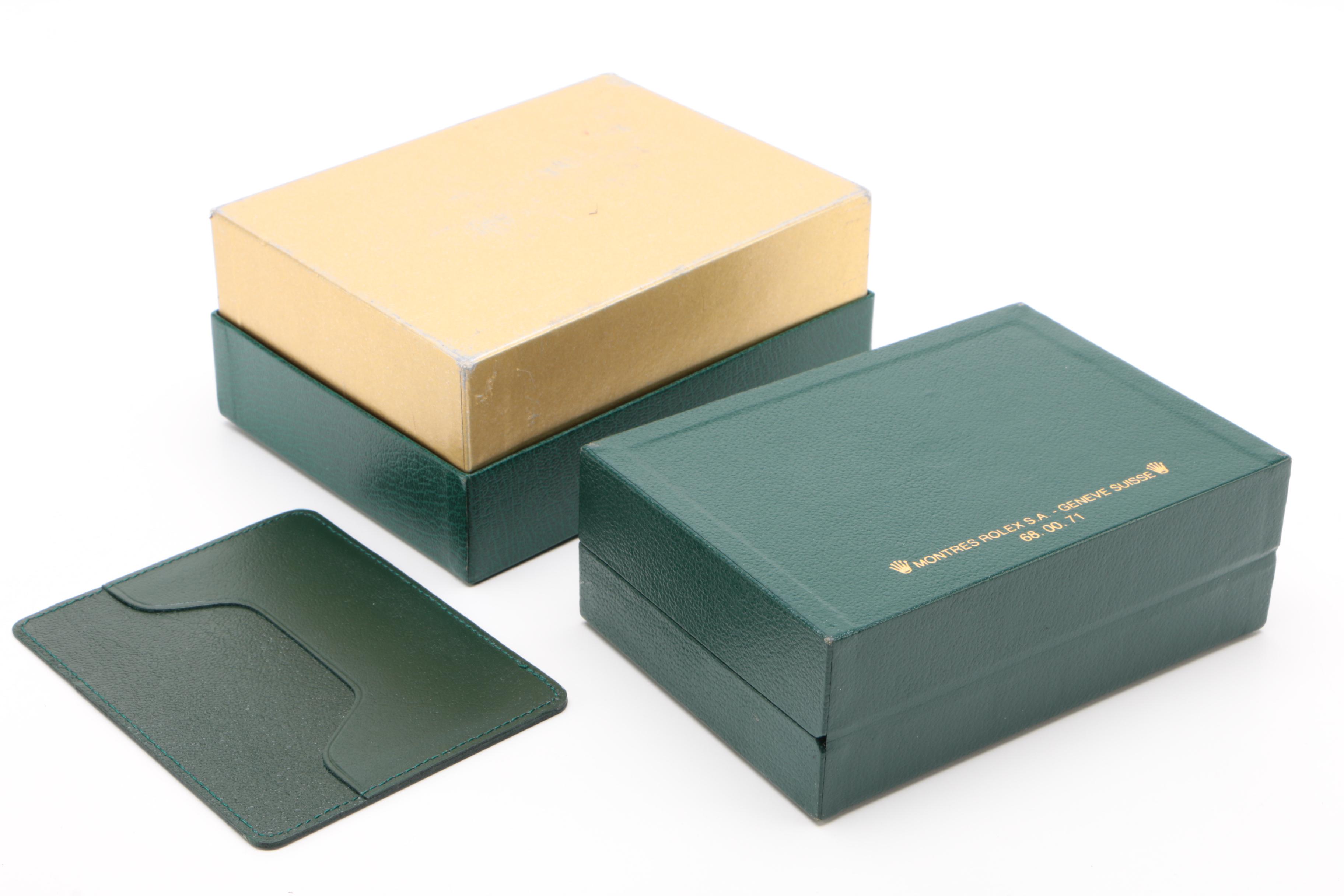 Rolex Green Leather Watch Case with Gift Box, Anchor Chain, and More