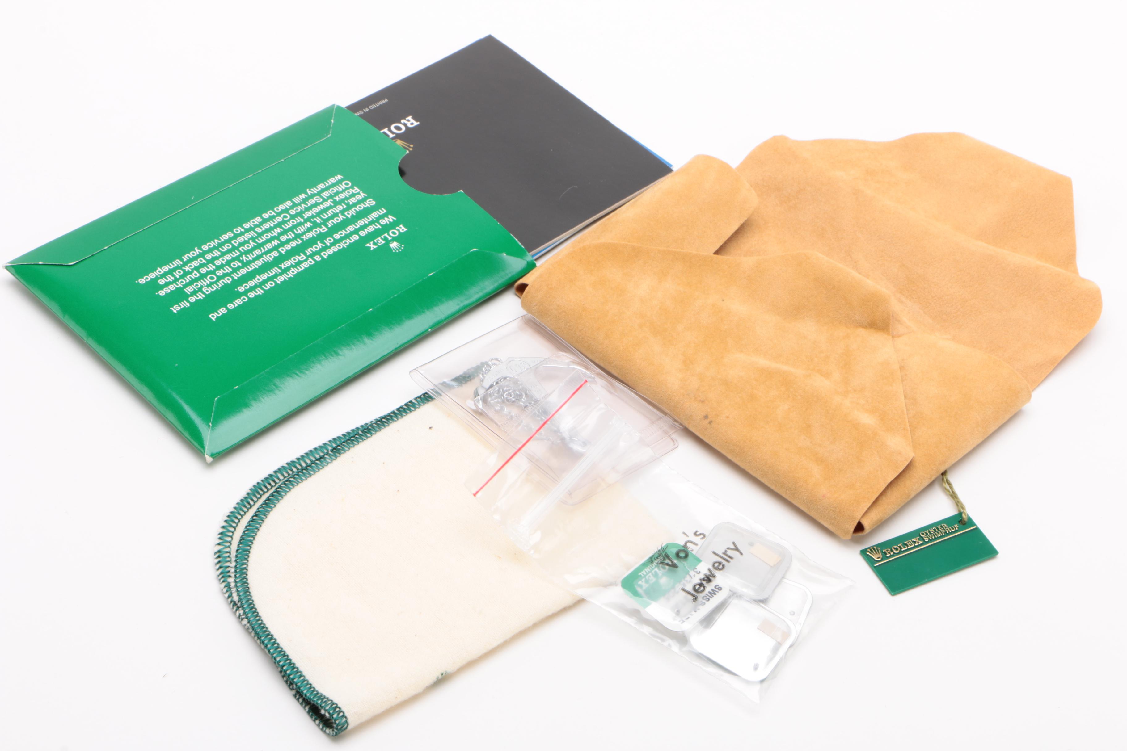 Rolex Green Leather Watch Case with Gift Box, Anchor Chain, and More