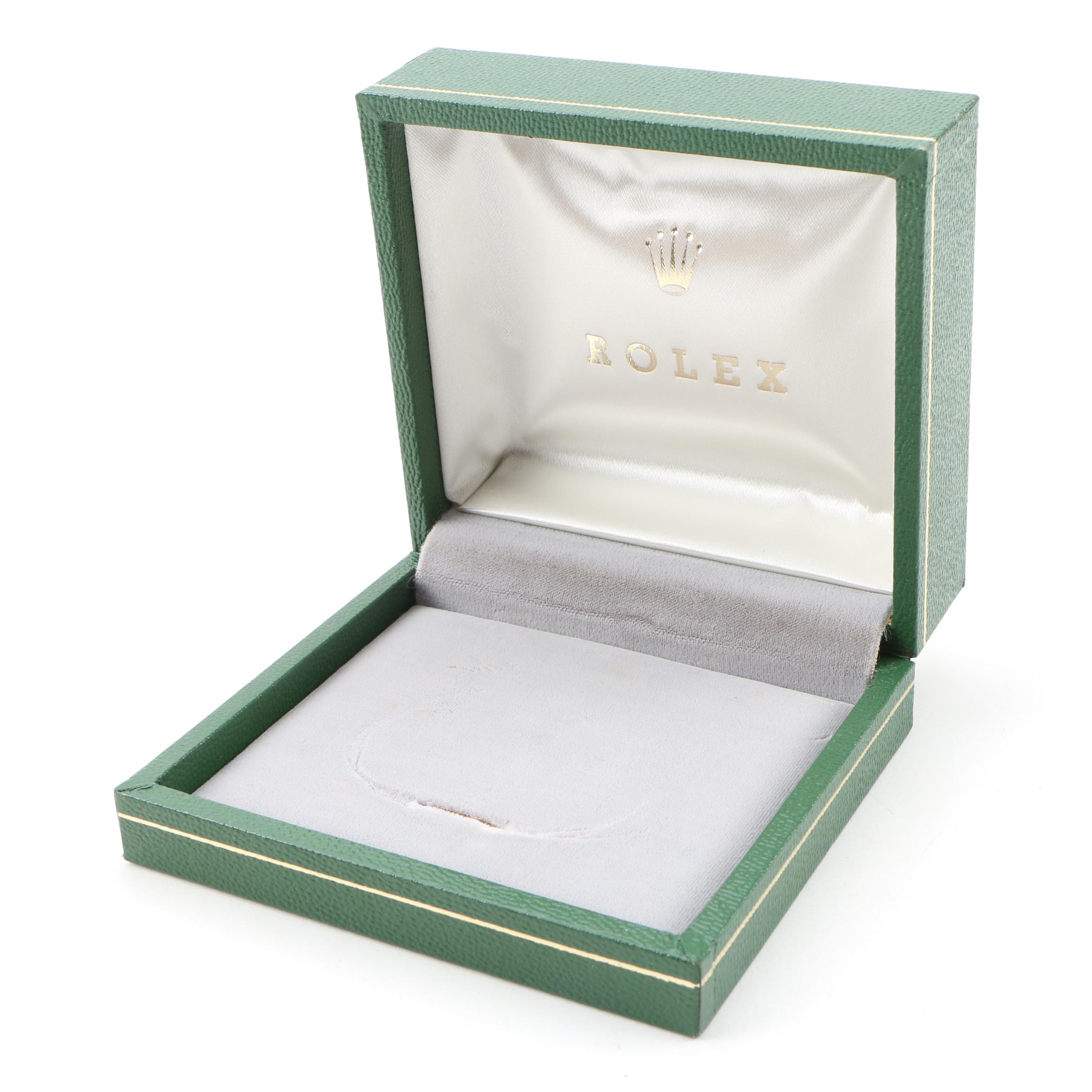 Rolex Green Leather and Gilt Trim Watch Case