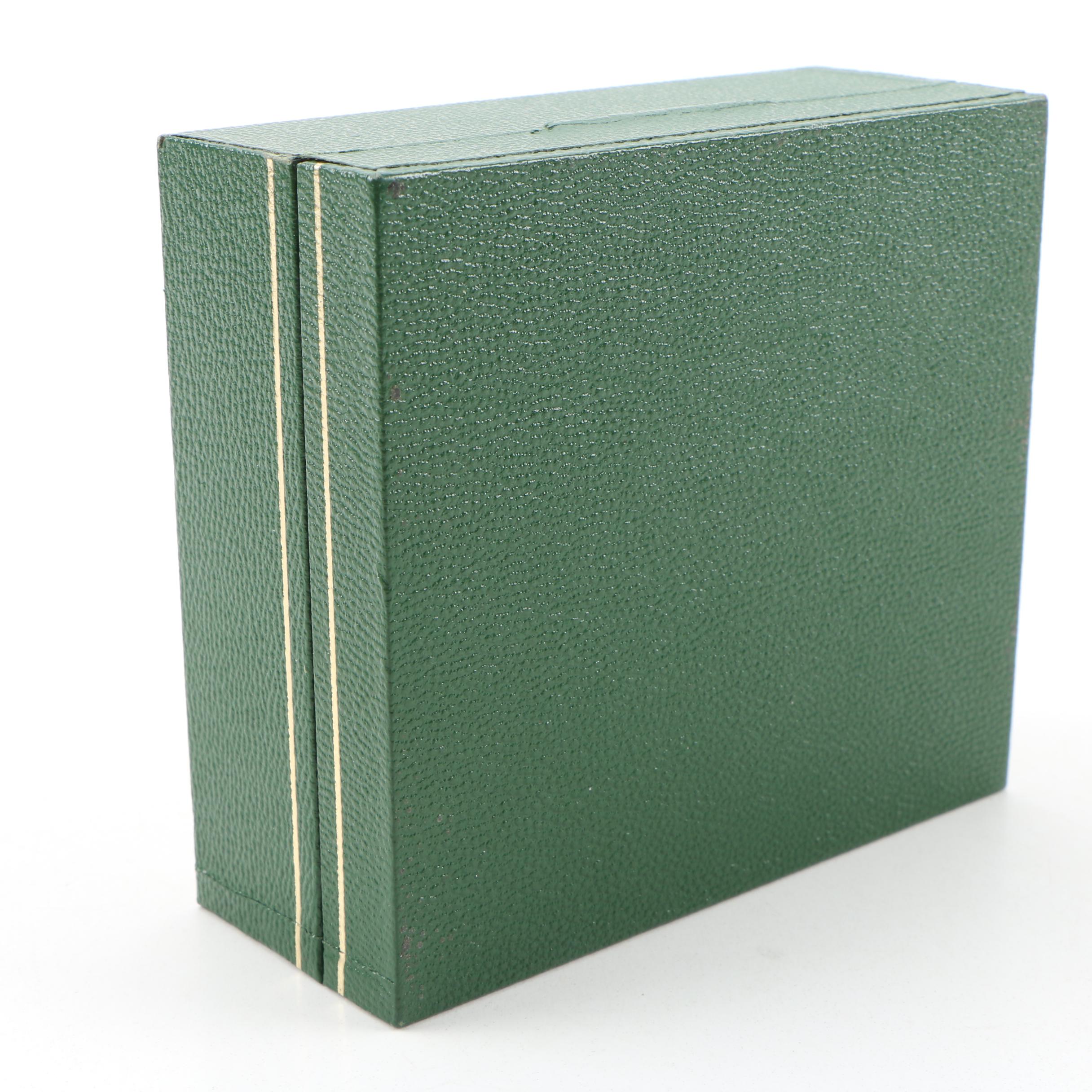 Rolex Green Leather and Gilt Trim Watch Case