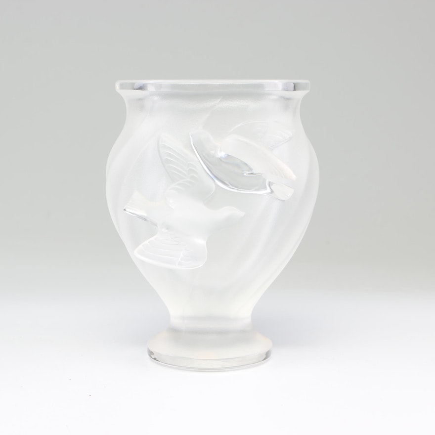 Lalique Frosted Crystal "Rosine" Vase