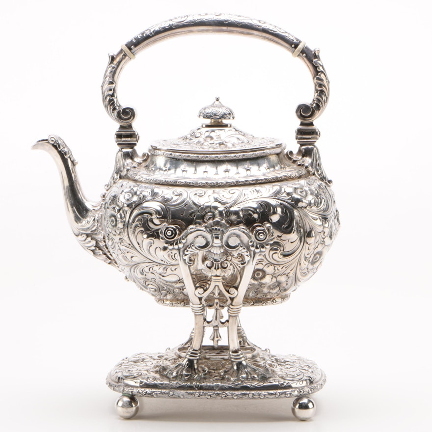 Bailey, Banks & Biddle Sterling Silver Tea Kettle on Stand, Late 19th Century
