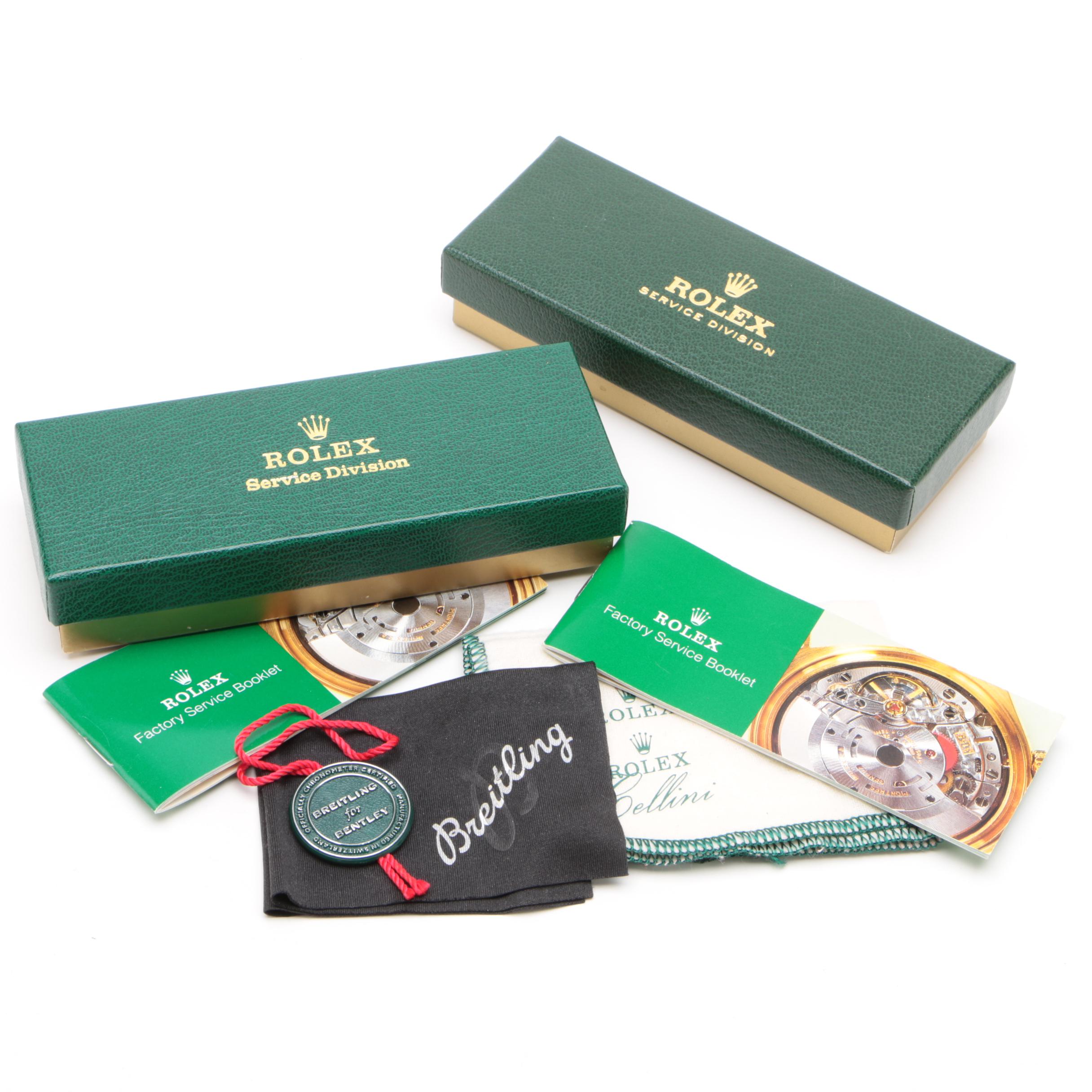 Rolex Service Division Cardboard Boxes and Service Booklets