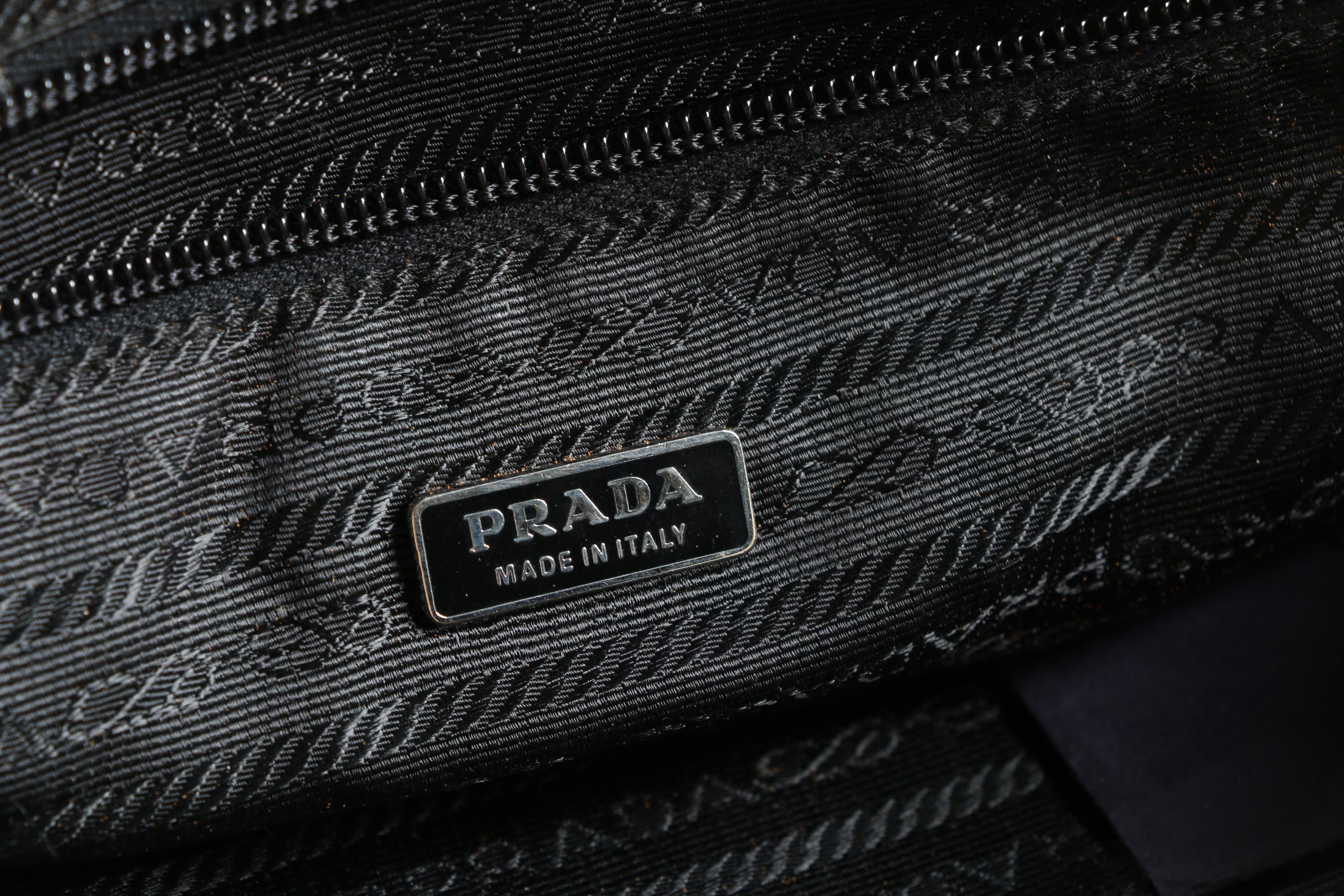 Prada Beige Leather Dome Bag Trimmed in Black