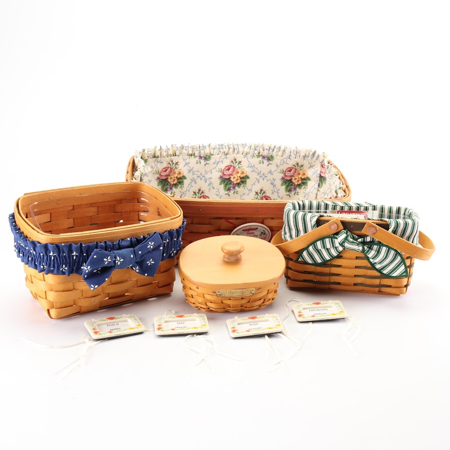 Longaberger Handwoven Maple Handled and Decorative Baskets, Vintage