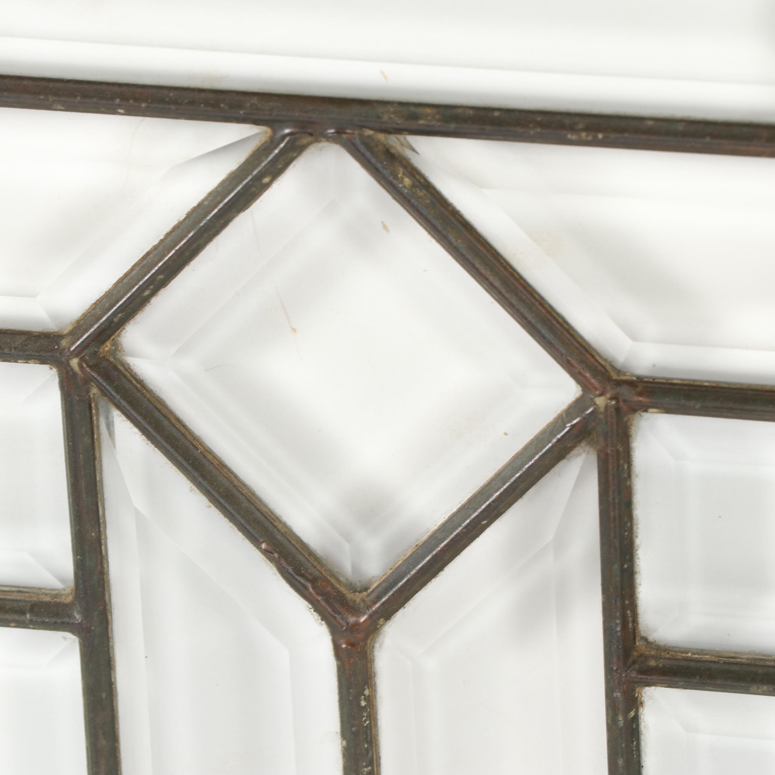 Tudor Style Mullion Beveled, Leaded Glass Window Panels