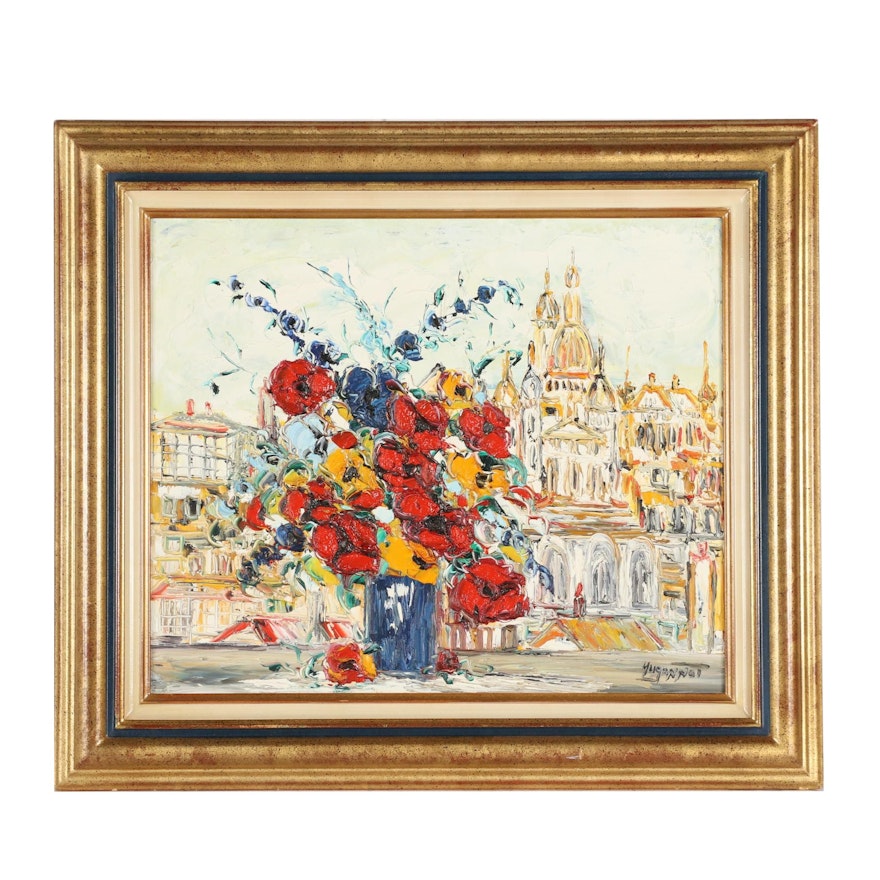 Patrick Hugonnot Oil Painting "Bouquet de Fleurs"