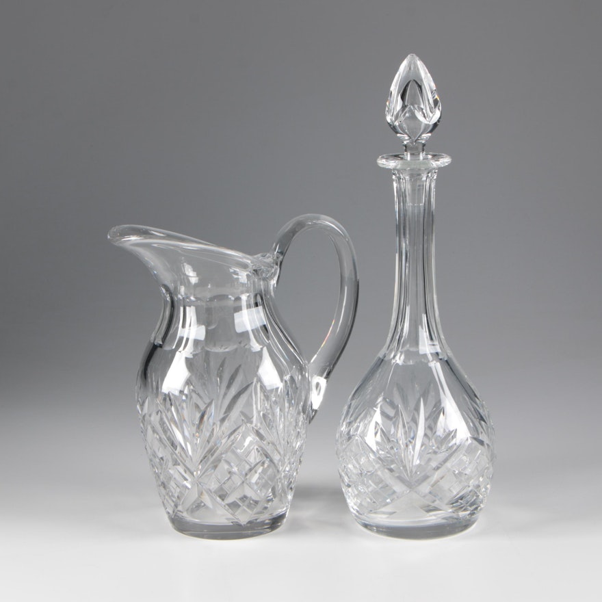 St. Louis "Chantilly" Cut Crystal Decanter and Water Pitcher