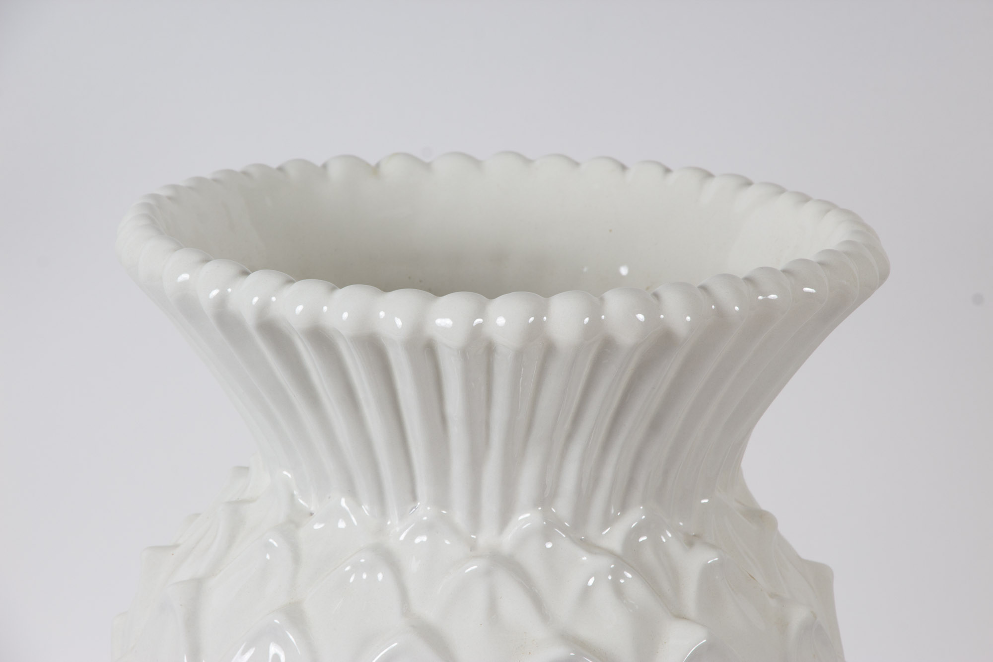 MacKenzie-Childs White Glazed "Cheltenham Thistle" Floor Vase