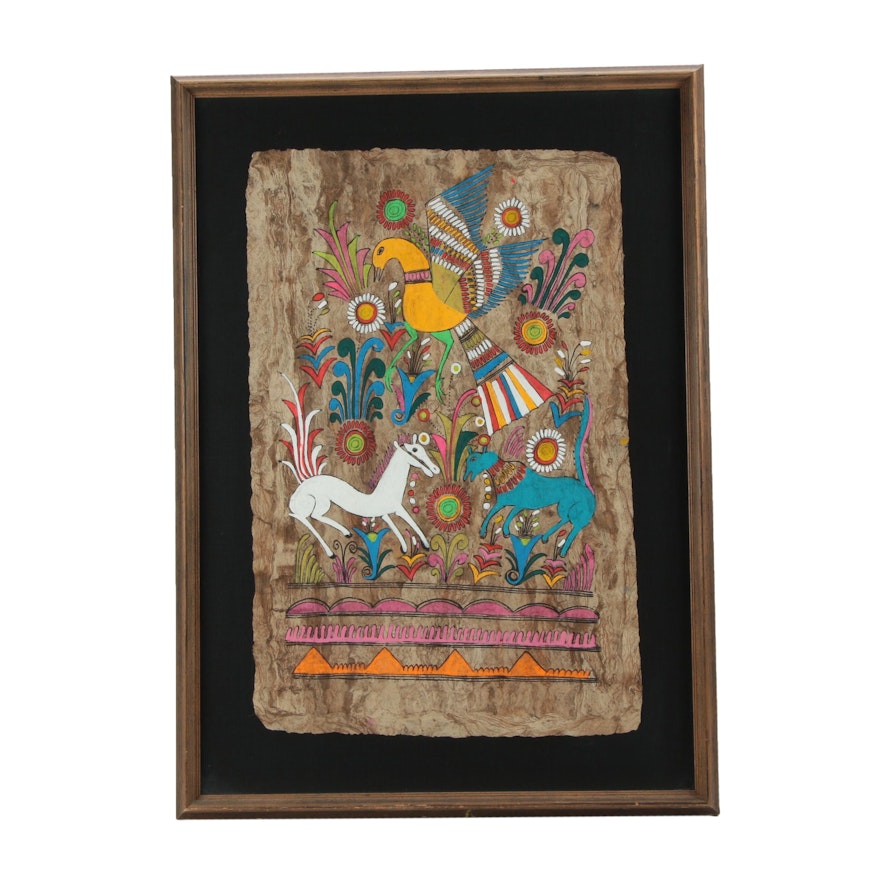 Mexican Amate Bark Folk Painting