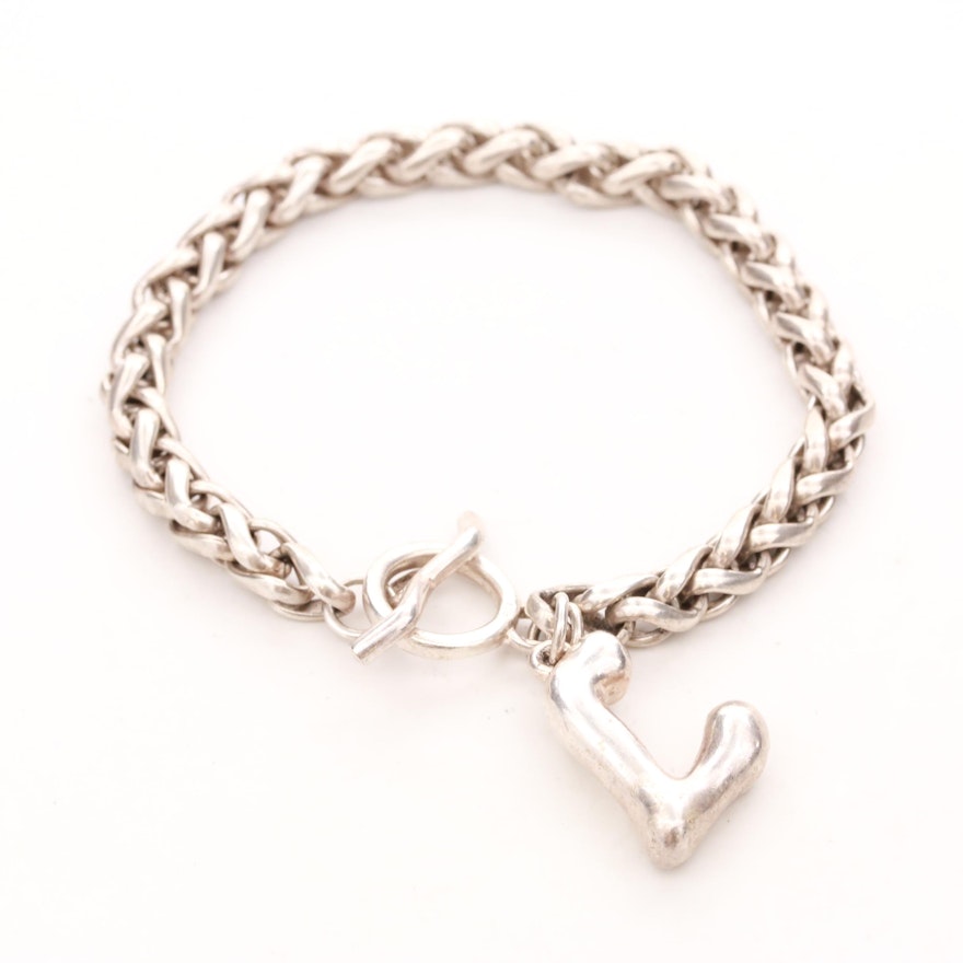 Sterling Silver Bracelet with "L" Charm