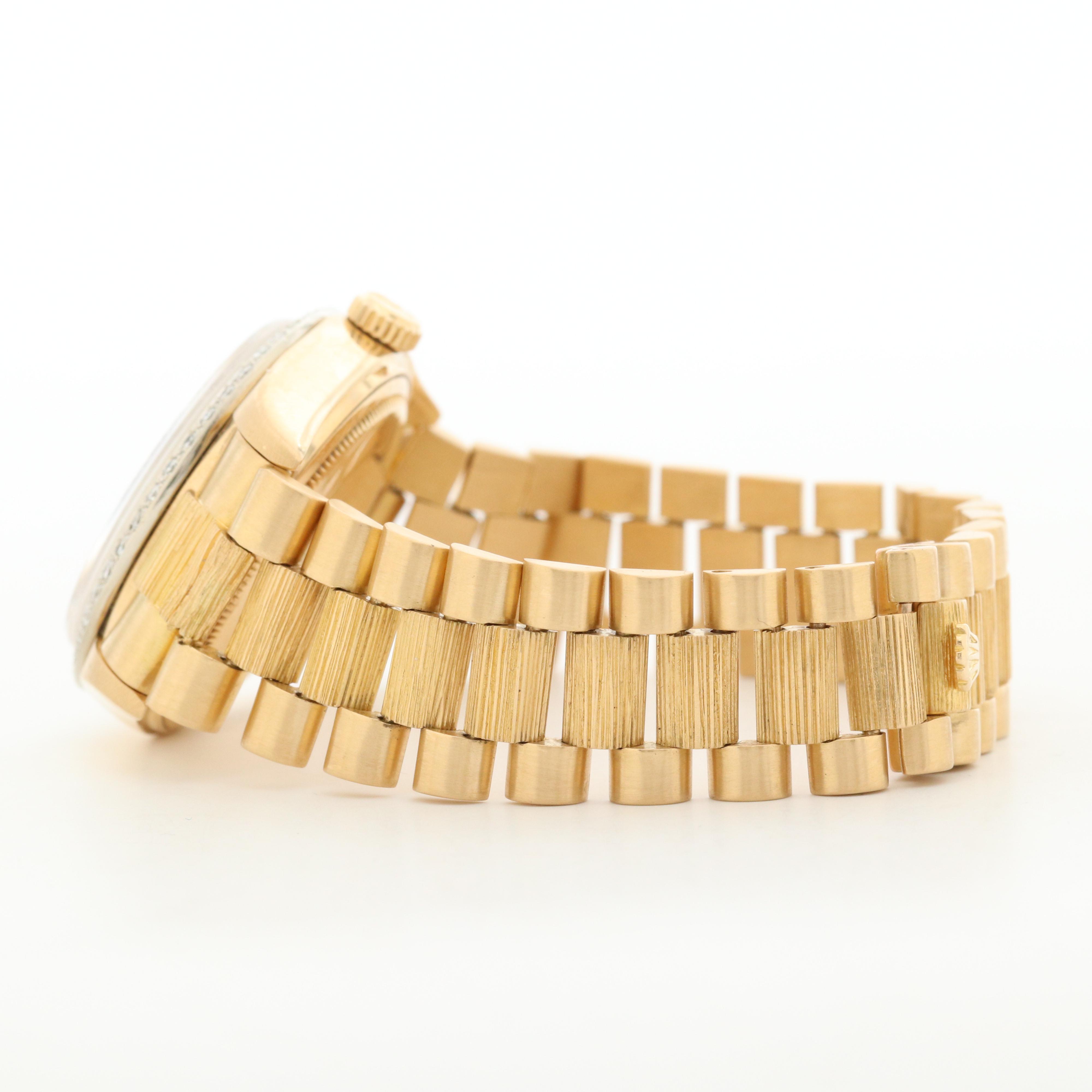 Vintage Rolex Day-Date 18K Yellow Gold Watch with 1.16 CTW Diamond Bezel