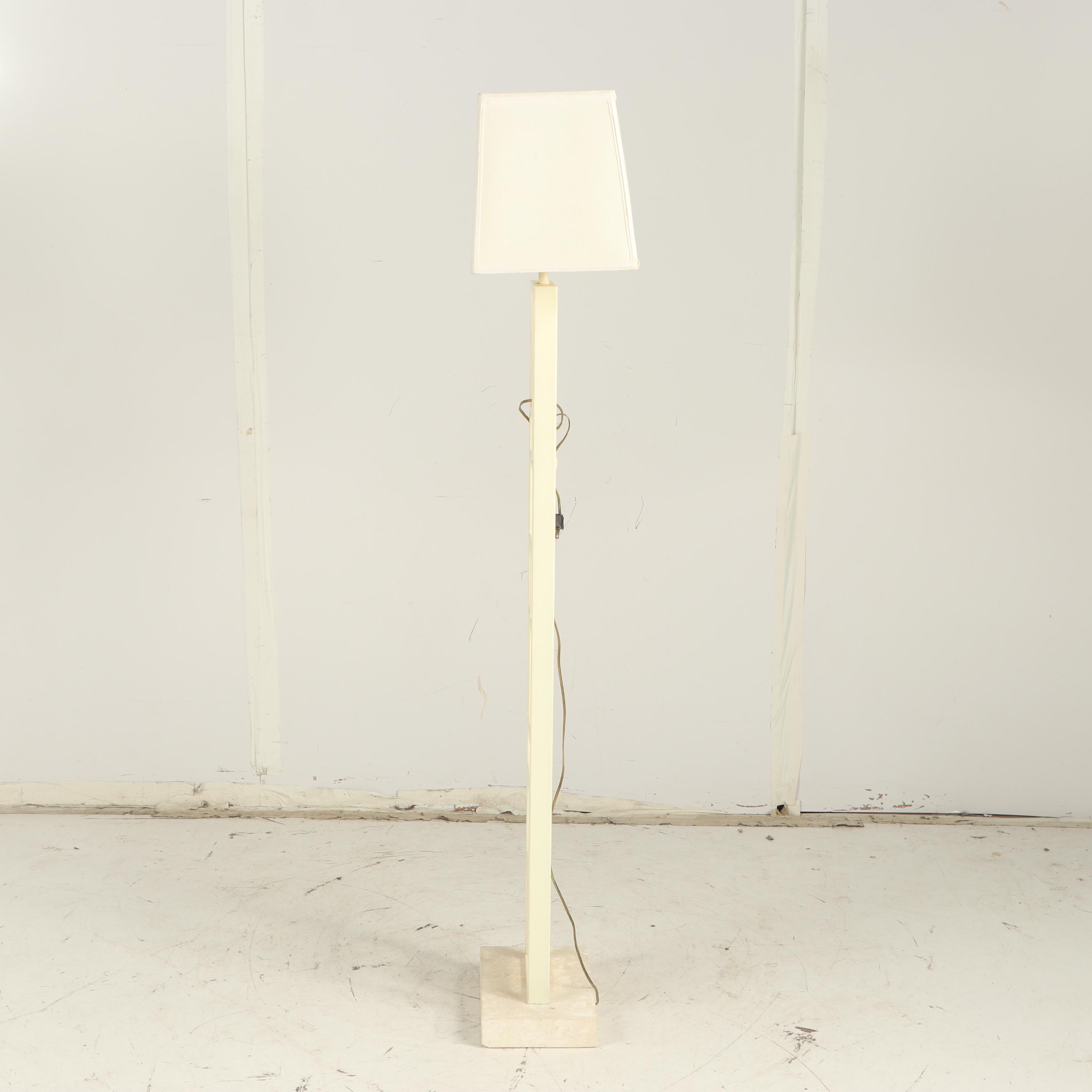 Mid Century Painted Metal Floor Lamp on Stone Base