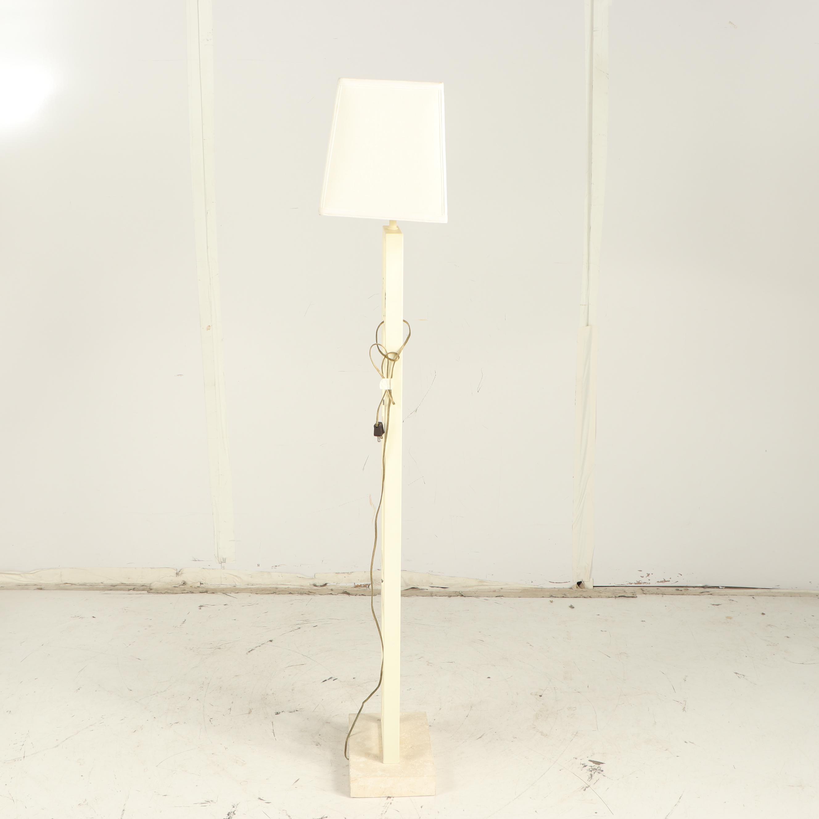 Mid Century Painted Metal Floor Lamp on Stone Base