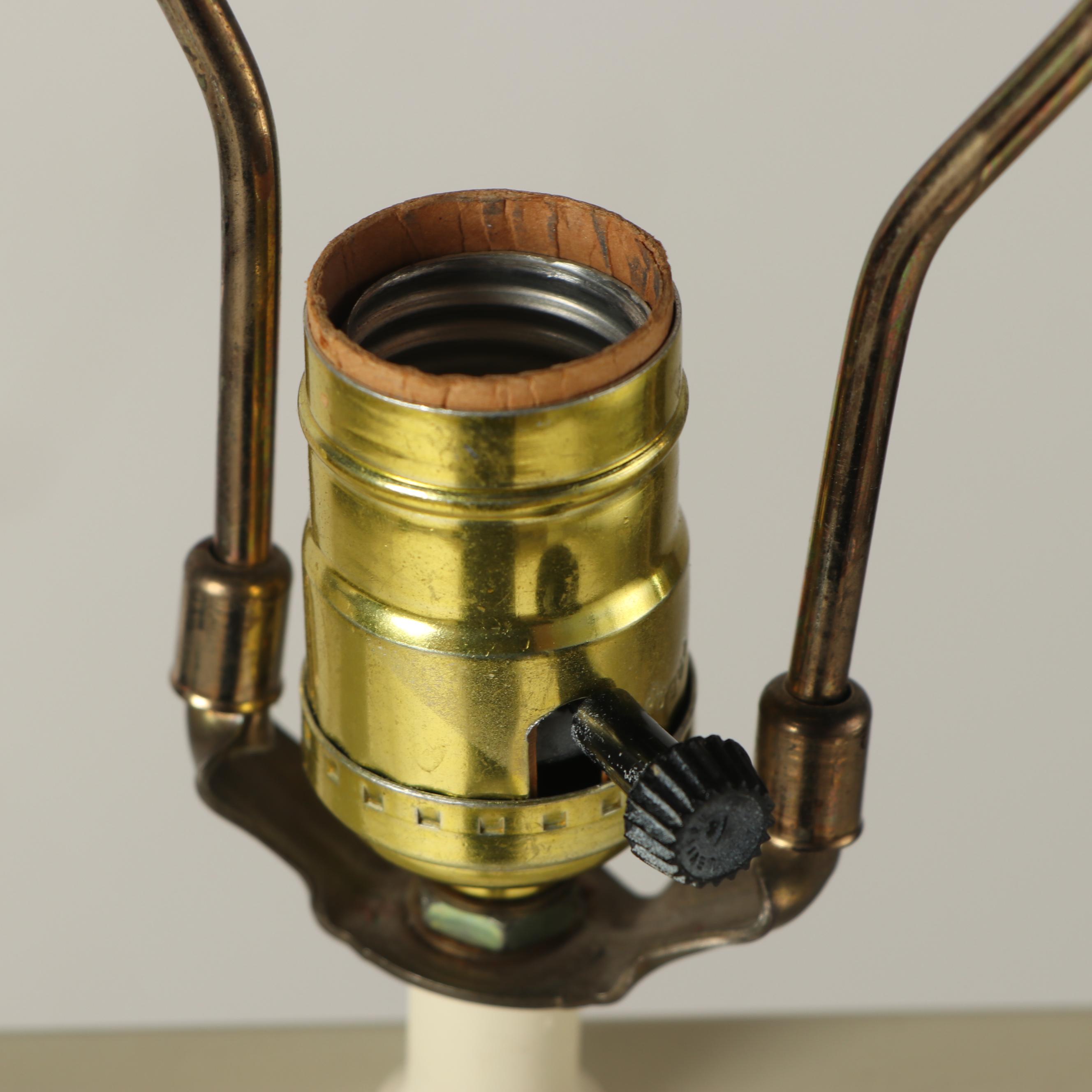 Mid Century Painted Metal Floor Lamp on Stone Base