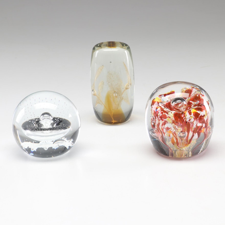 Blown Glass and Crystal Paperweights Including Caithness "Starwatch"