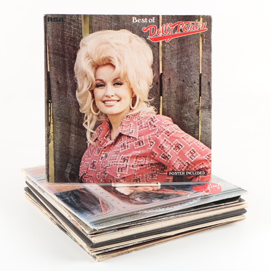 Rock and Country Record Albums including Fleetwood Mac, Dolly Parton, and Bread