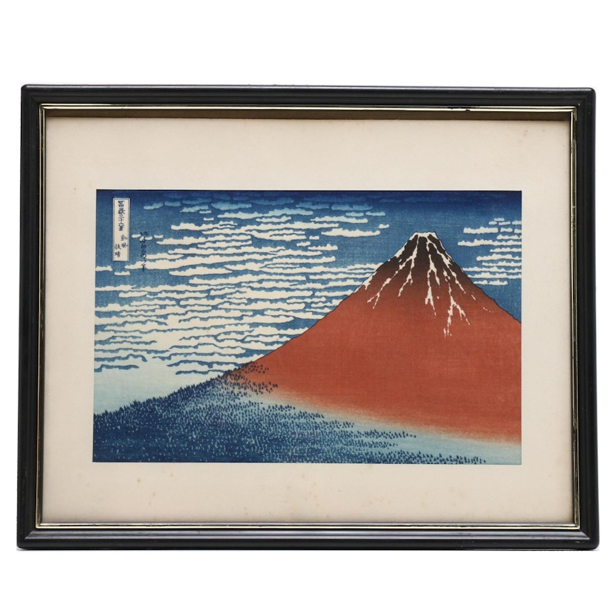 Japanese Ukiyo-e Woodblock after Katsushika Hokusai "South Wind, Clear Sky"