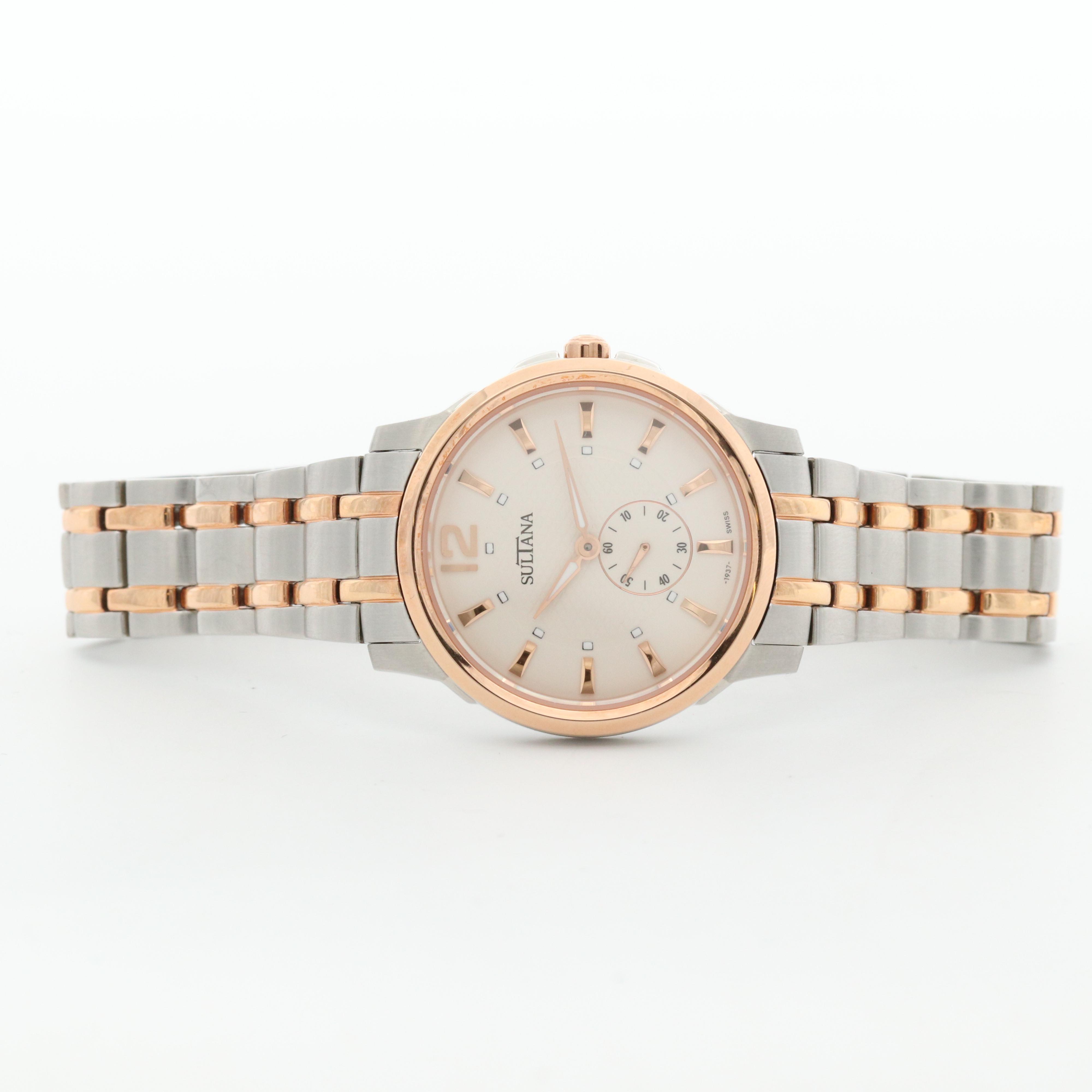 Sultana "Bernice" Rose Gold Tone and Stainless Steel Watch