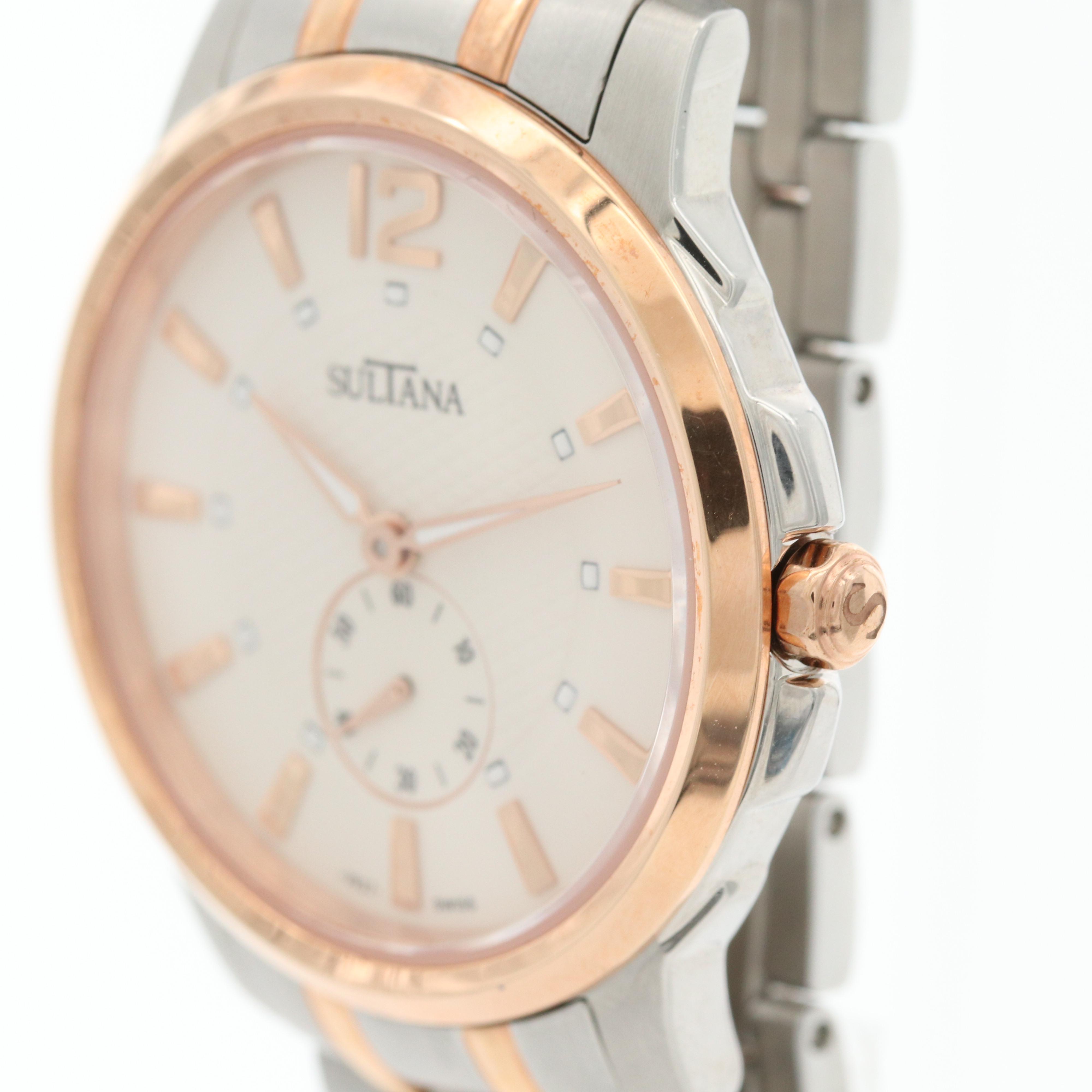 Sultana "Bernice" Rose Gold Tone and Stainless Steel Watch