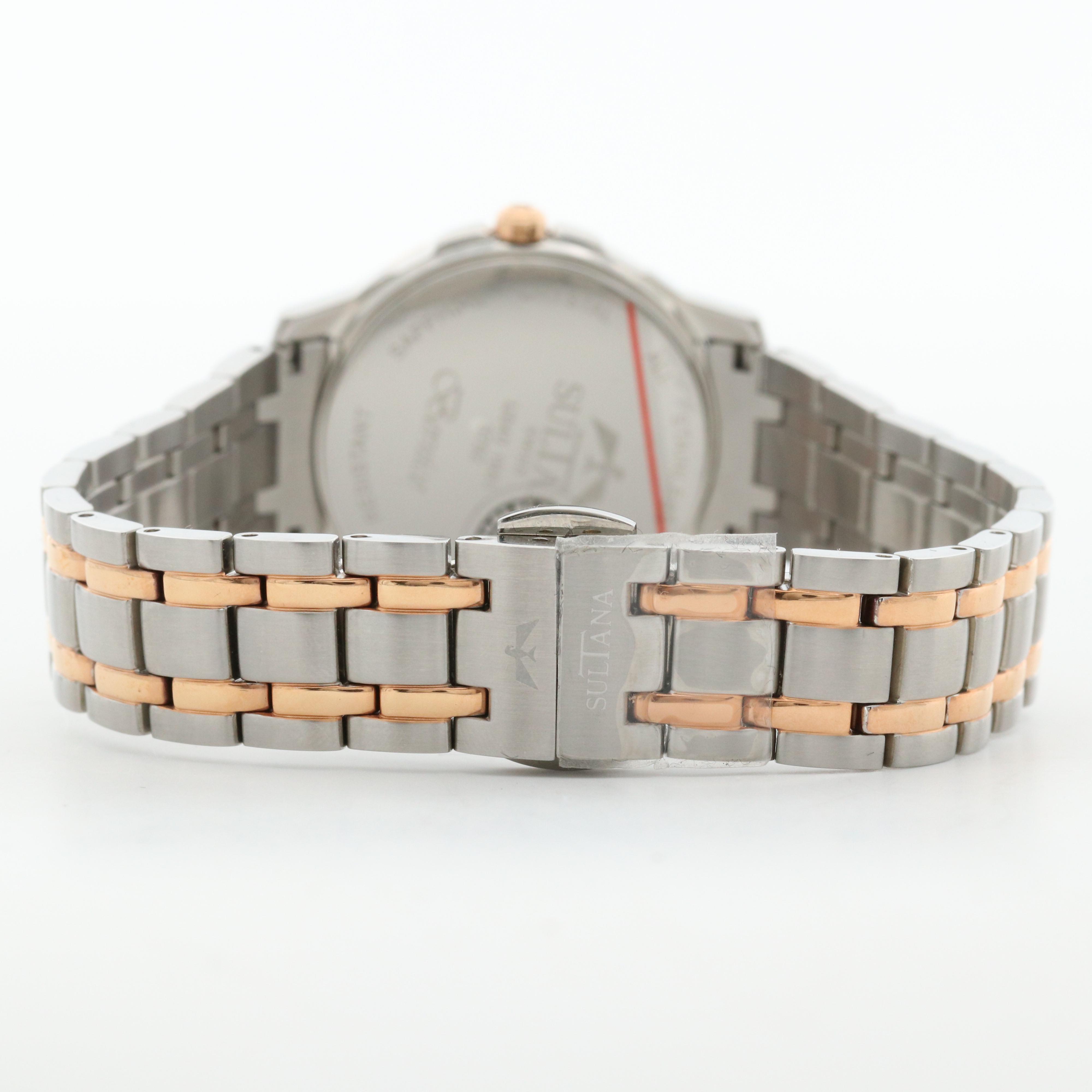 Sultana "Bernice" Rose Gold Tone and Stainless Steel Watch